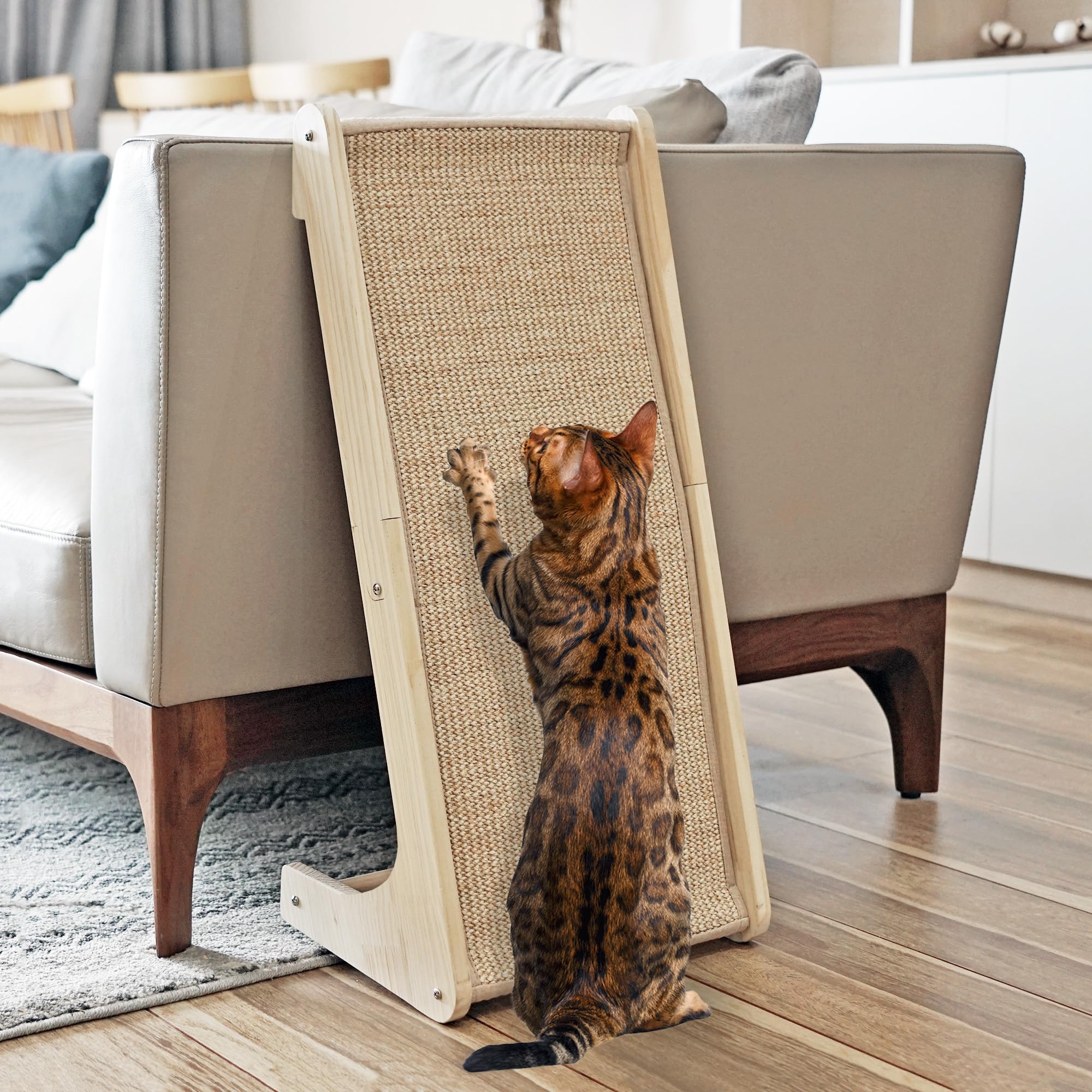 Petkaray Cat Scratcher, Cat Sisal Scratching Ramp, L Shape Cat Scratch Pad For Indoor Cats, Wall Furniture Protector With Catnip