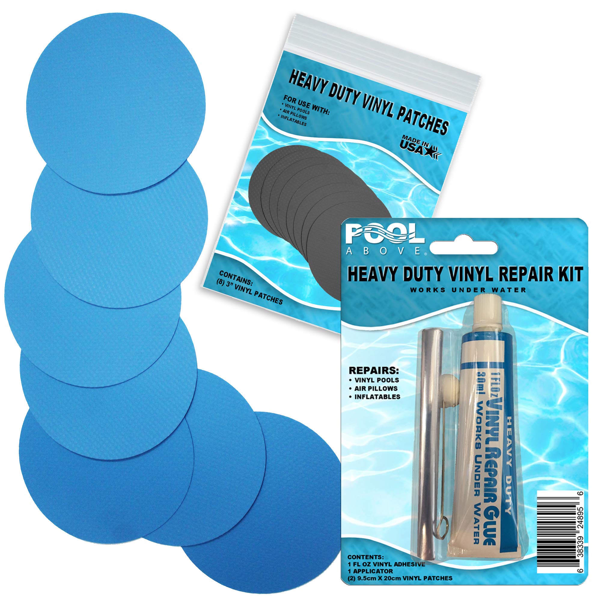 Heavy Duty Vinyl Repair Patch Kit For Above-Ground Pool Liner Repair Glue And Patch Inflatables Boat Raft Kayak Air Beds Inflata