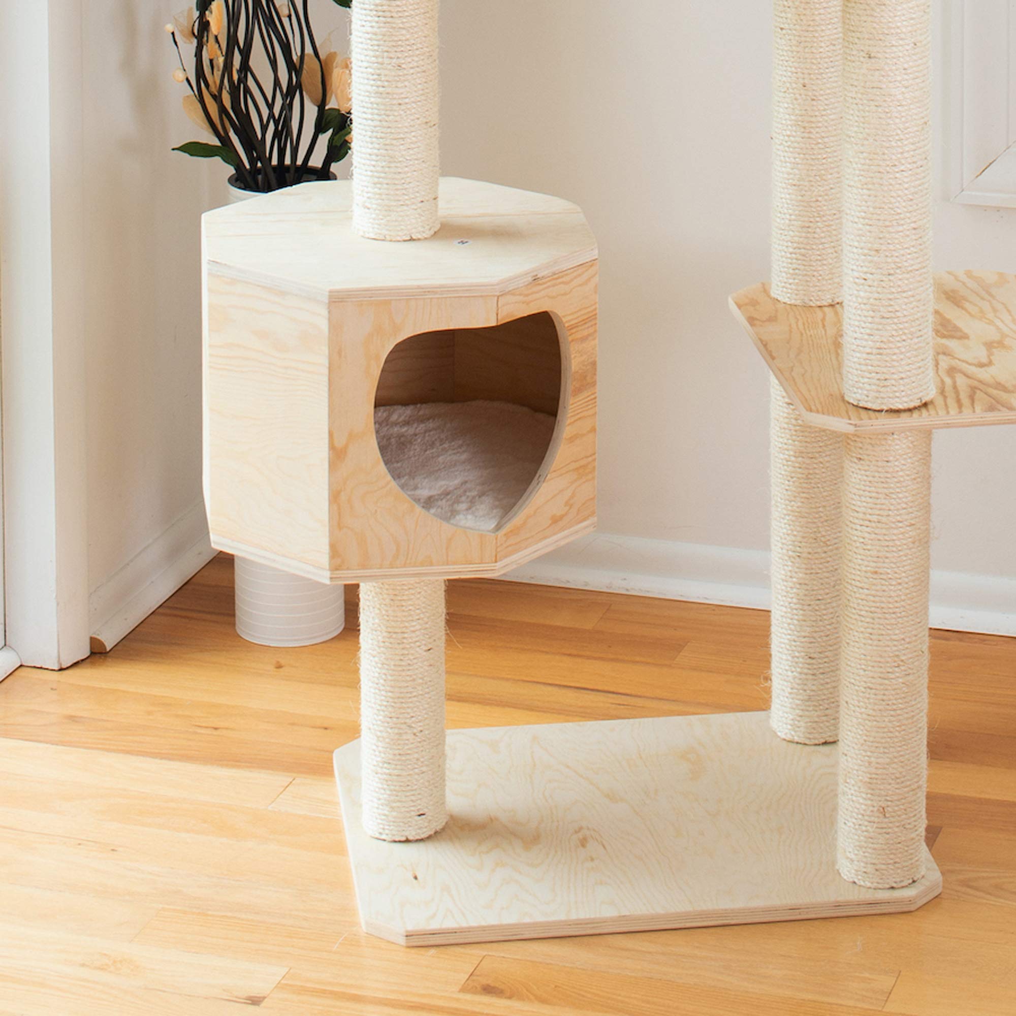 Armarkat 89 Solid Wood Cat Tree Condo Furniture S8902, Tan, 49(L) X34(W) X89(H)