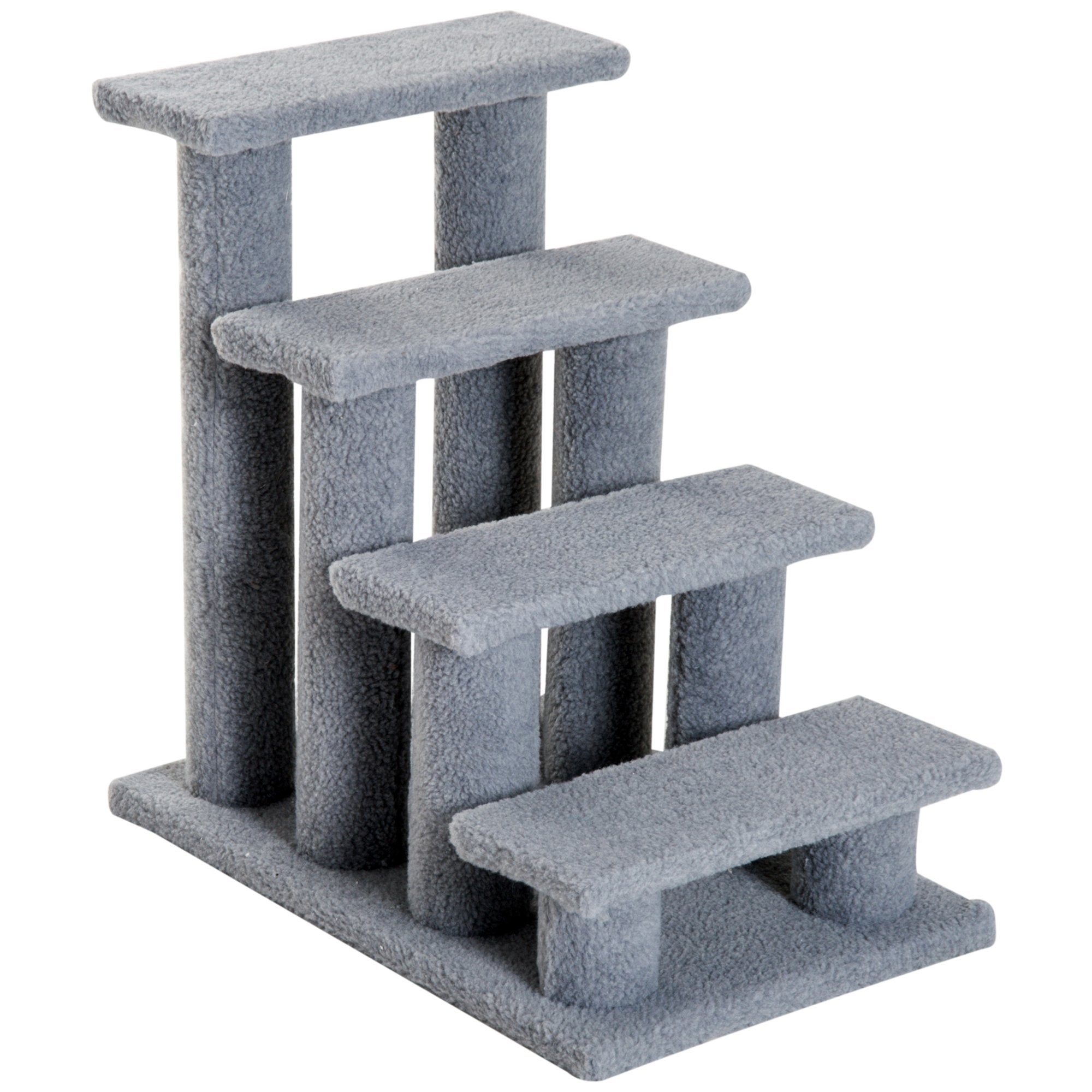 Pawhut 25'' 4-Step Multi-Level Carpeted Cat Scratching Post Pet Stairs - Grey
