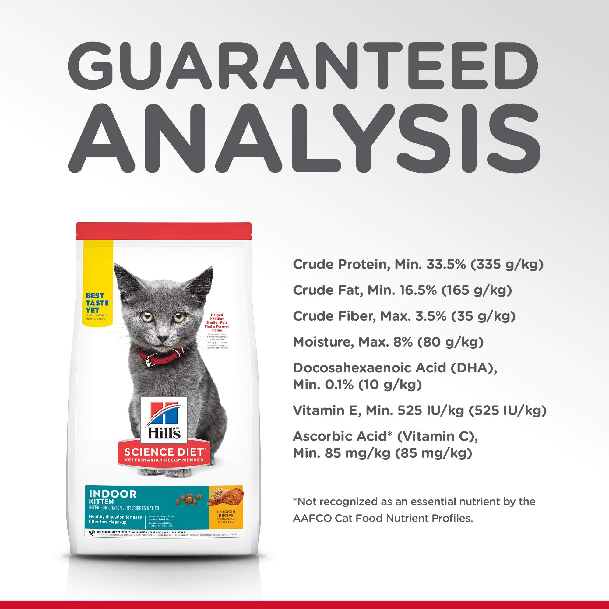Hills Science Diet Indoor, Kitten, Easy Litter Box Cleanup, Dry Cat Food, Chicken Recipe, 3.5 lb Bag