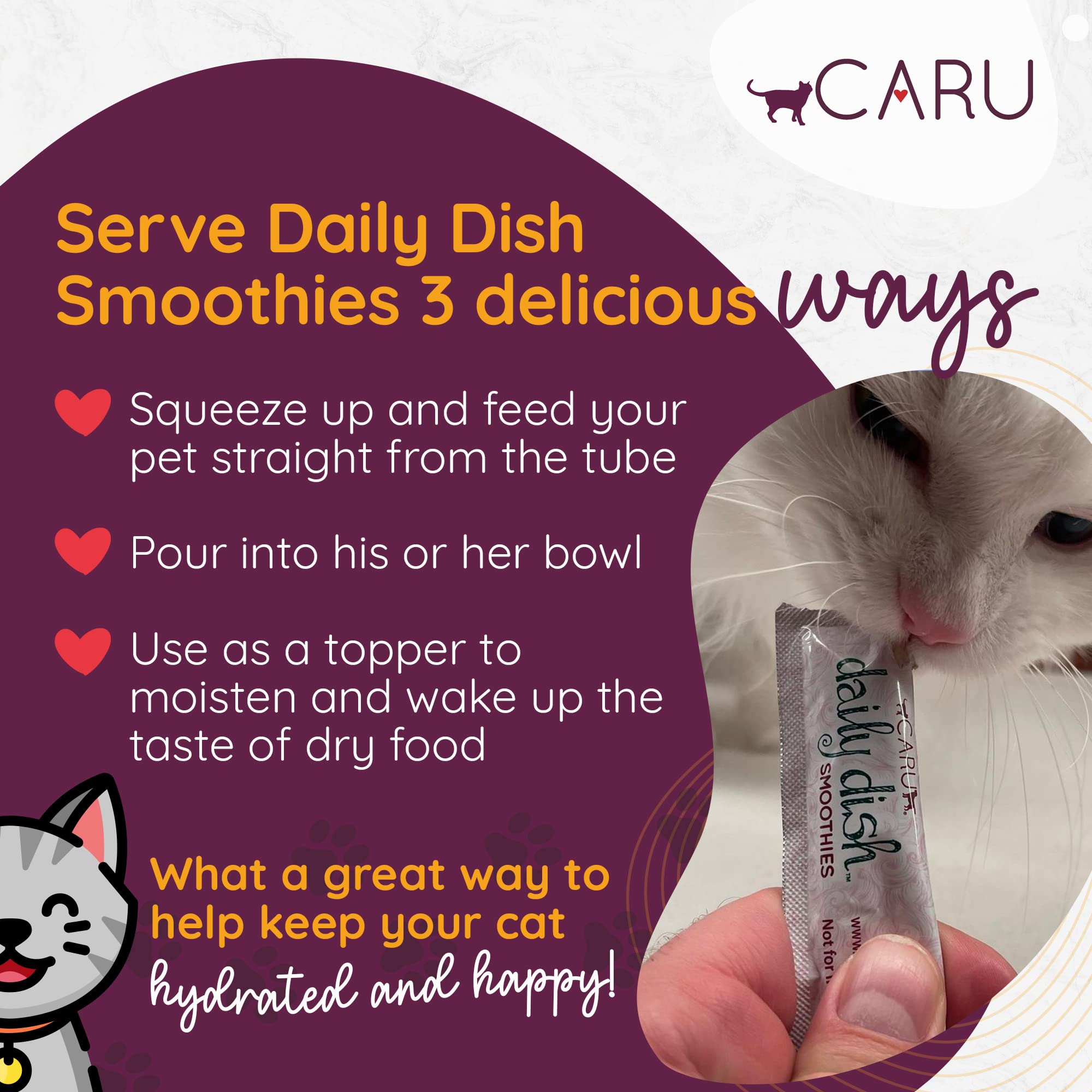 CARU - Daily Dish Tuna Flavored Cat Smoothies - 0.5oz Tubes - 4 Pack