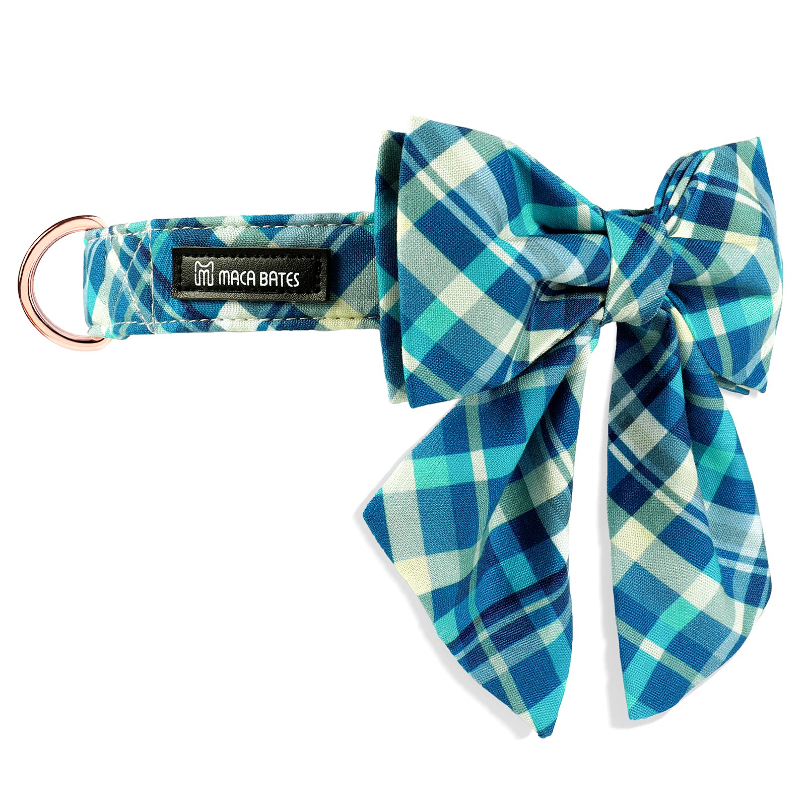 Maca Bates Dog Collar-Colorful Grid And Ripple Pattern Sailor Bow Tie,Adjustable Collar With Metal Buckle For Cat And Dog