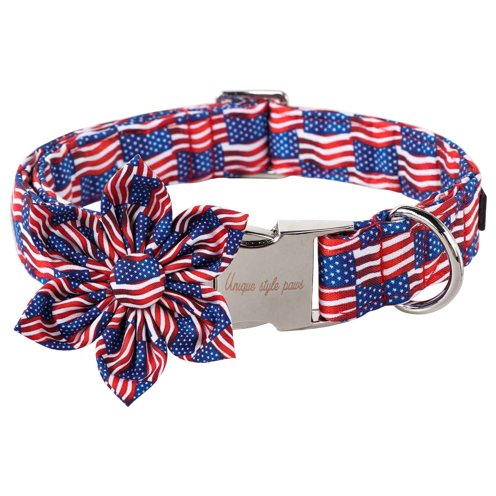 Unique Style Paws Independence Day Flag Dog Collar, Best For Small Medium Large Boys Girls Dogs