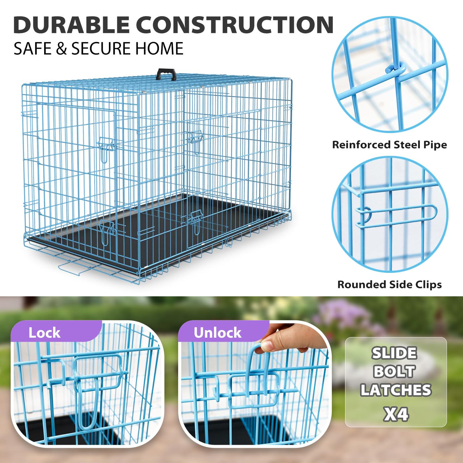 BestPet 30 Inch Dog Crates for Small Dogs Folding Mental Wire Crates Dog Kennels Outdoor and Indoor Pet Dog Cage Crate with Doub