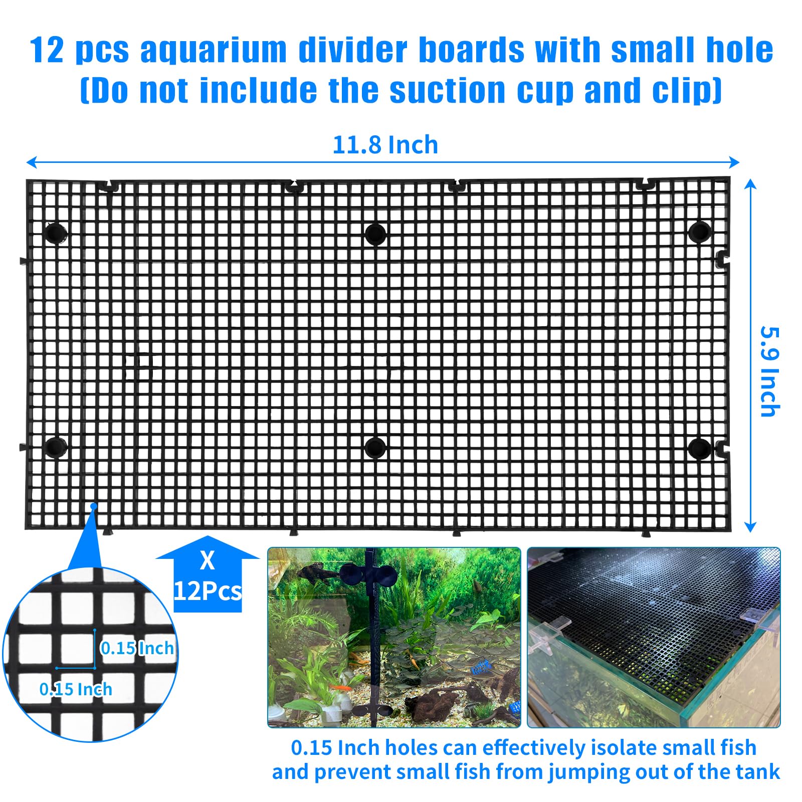 Plastic Egg Crate Grip Panel Fish Tank Divider Aquarium Divider Filter Bottom Fish Tank Isolation Board Egg Crate Tray (Black, 1