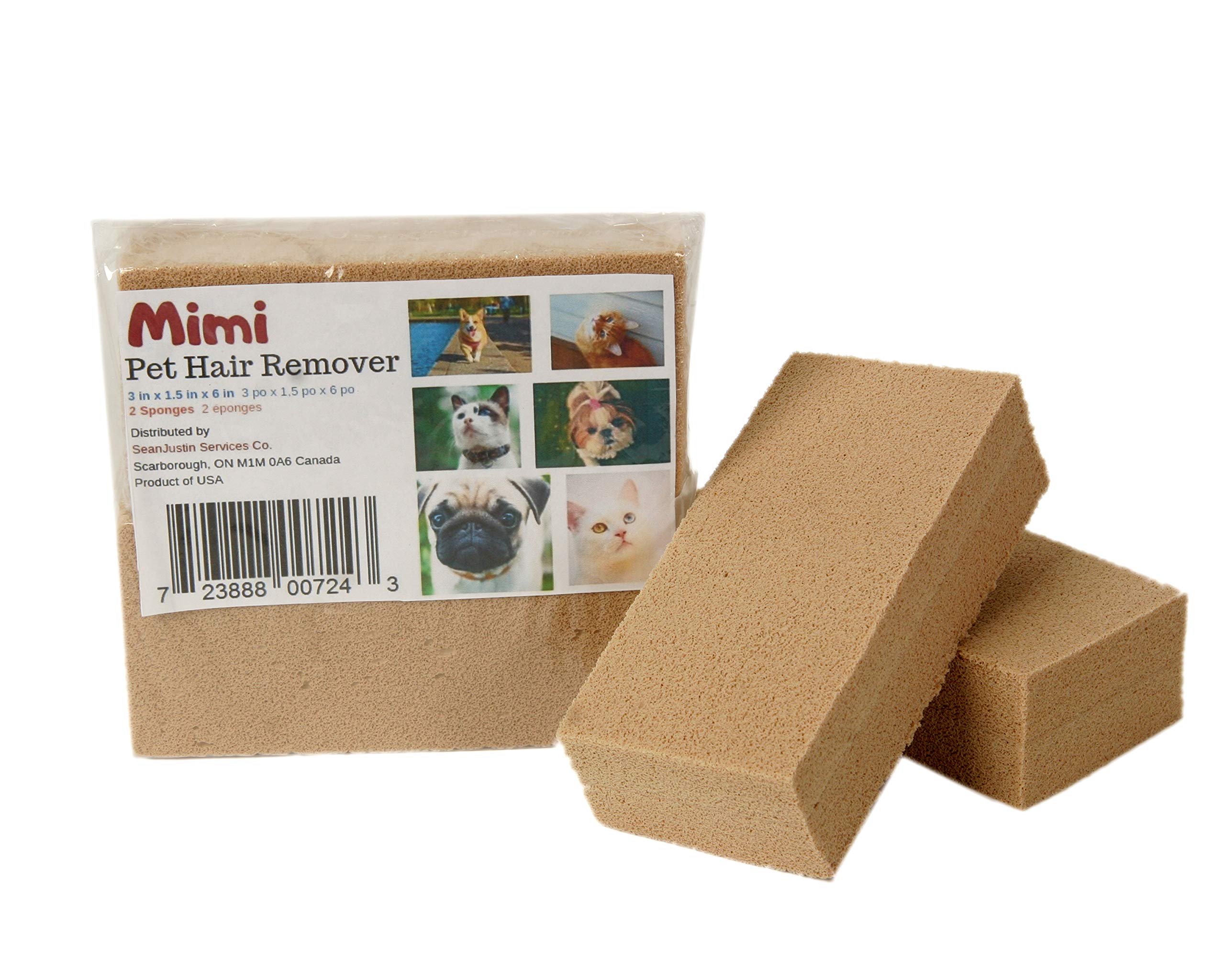 Mimi Pet Hair Remover - Remove Dog, Cat And Other Pet Hair From Furniture, Carpet, Bedding And Clothing - 2 Sponge