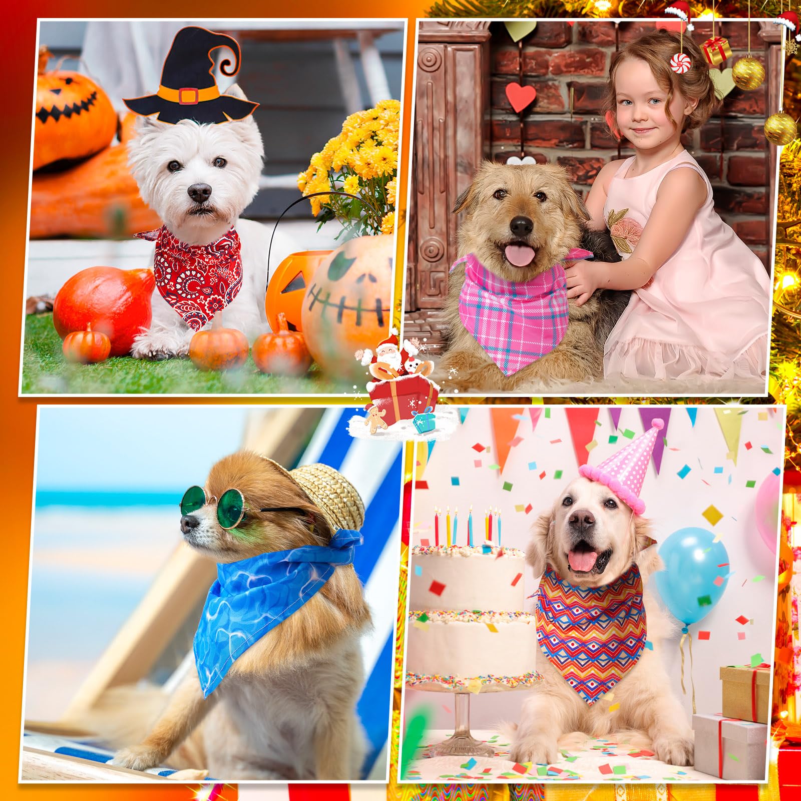 72 Packs Dog Bandanas Bulk Buffalo Plaid Cat Bandana Summer Scarf Triangle Fruit Drool Bibs Fruit Washable Adjustable Kerchief Dog Cat Bandana For Beach Small Medium Pet Supplies(Plaid)