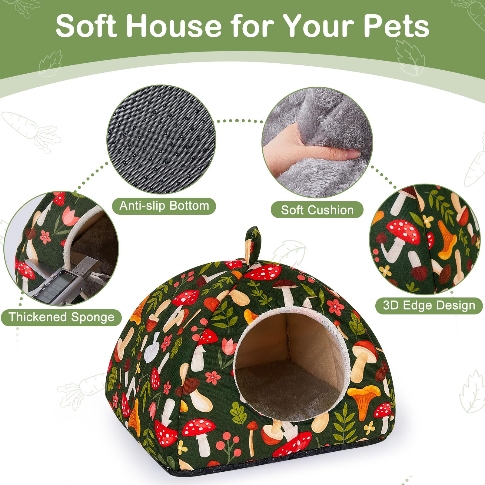 Glittme Guinea Pig Hideout 2Pack - Soft Pads, Washable, Non-Slip Bottom - Rabbit & Hamster Hideout, Ferret Accessories