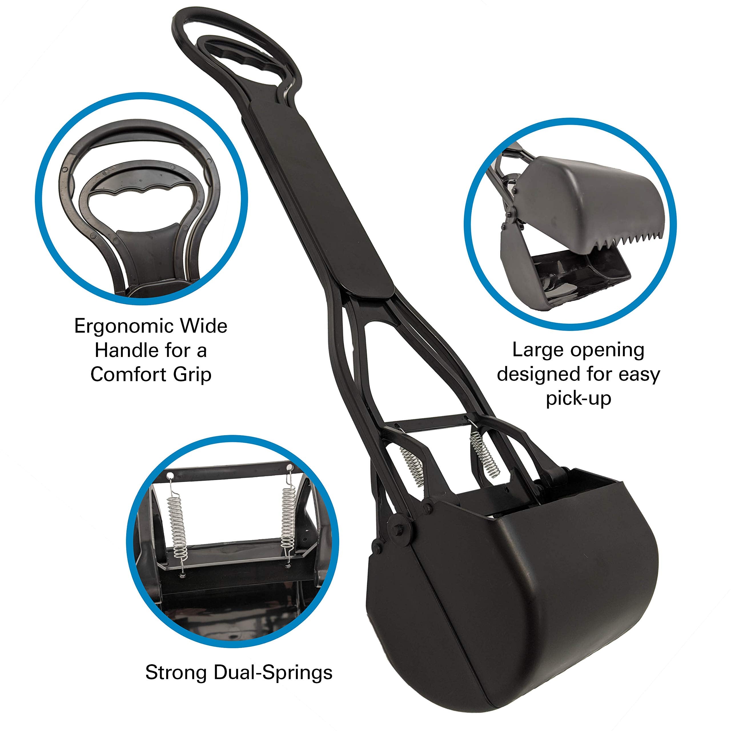 Four Paws Allen'S Spring Action Dog Scooper For Grass Standard Black 5.13' X 5.5' X 24.75'