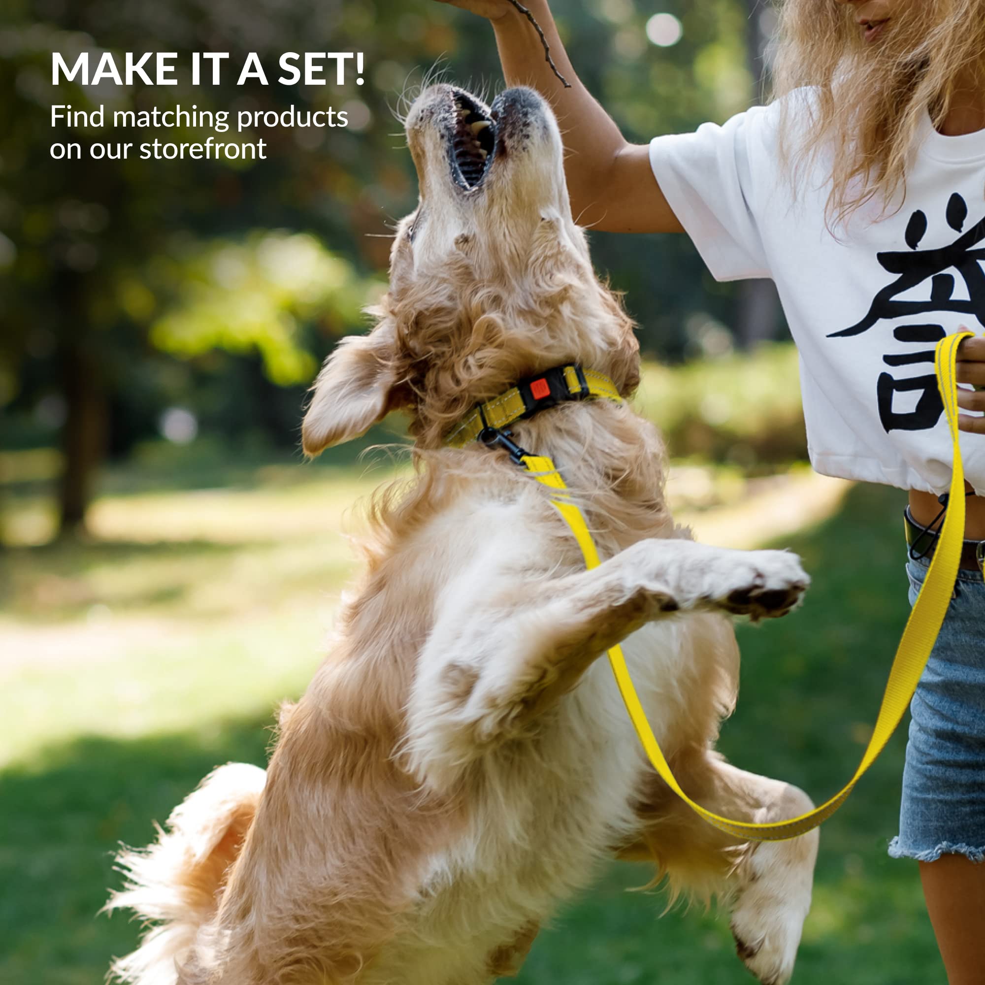 Collardirect Reflective Padded Dog Collar For A Small, Medium, Large Dog Or Puppy With A Quick Release Buckle - Boy And Girl - Nylon Suitable For Swimming (18-26 Inch, Yellow)