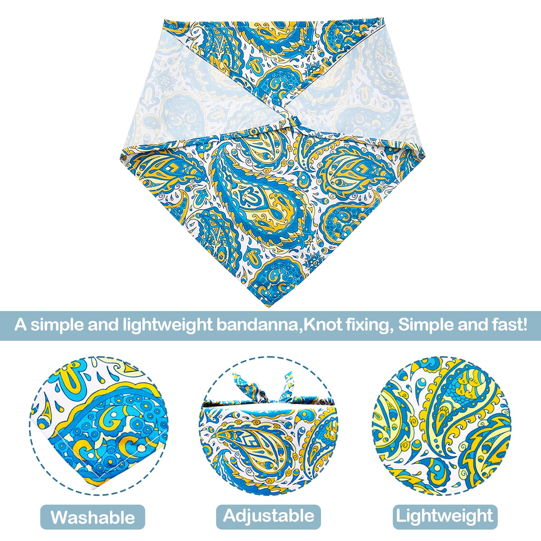 Pai Sence 30 Pack Paisley Dog Bandanas Bulk 33 Inche Extral Large XL Dogs Breed Bandanas Adjustable Polyester Print One Side Tri