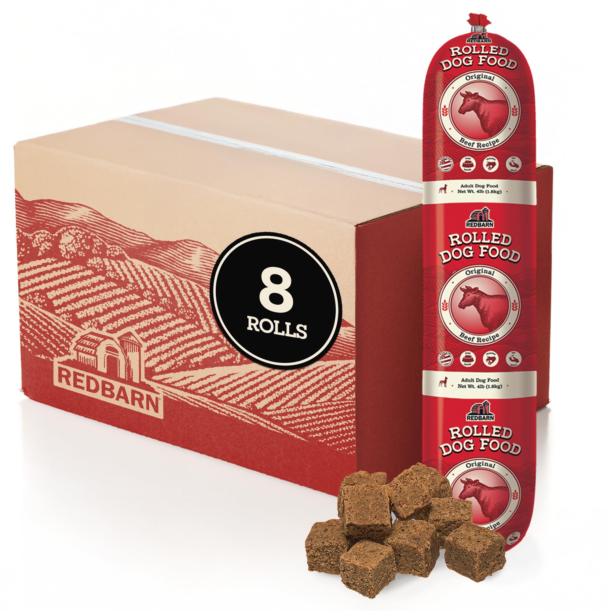Redbarn Pet Products Premium Rolled Dog Food, Semi-Moist, Beef Recipe - High Protein Full Feed, Topper, Training Treat, or Pill