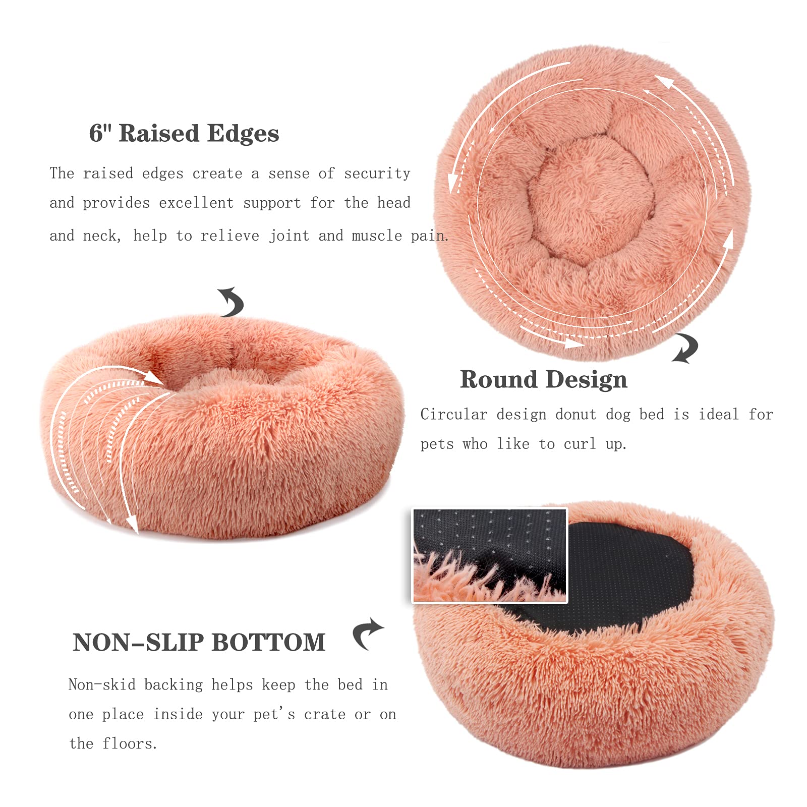 Dog Beds For Small Dogs 19 Inches Anxiety And Calming Pink Dog Beds Washable Fluffy And Plush Cute Puppy Beds For Small Dogs Gir
