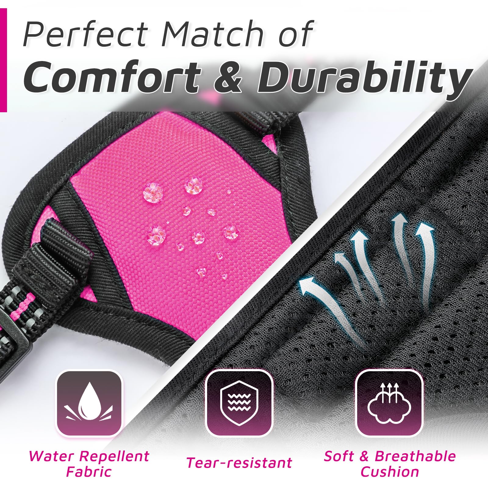 Eagloo Small Dog Harness No Pull, Service Vest With Reflective Strips And Control Handle, Adjustable And Comfortable For Easy Walking, No Choke Pet Harness With 2 Metal Rings, Rose Red, Xs