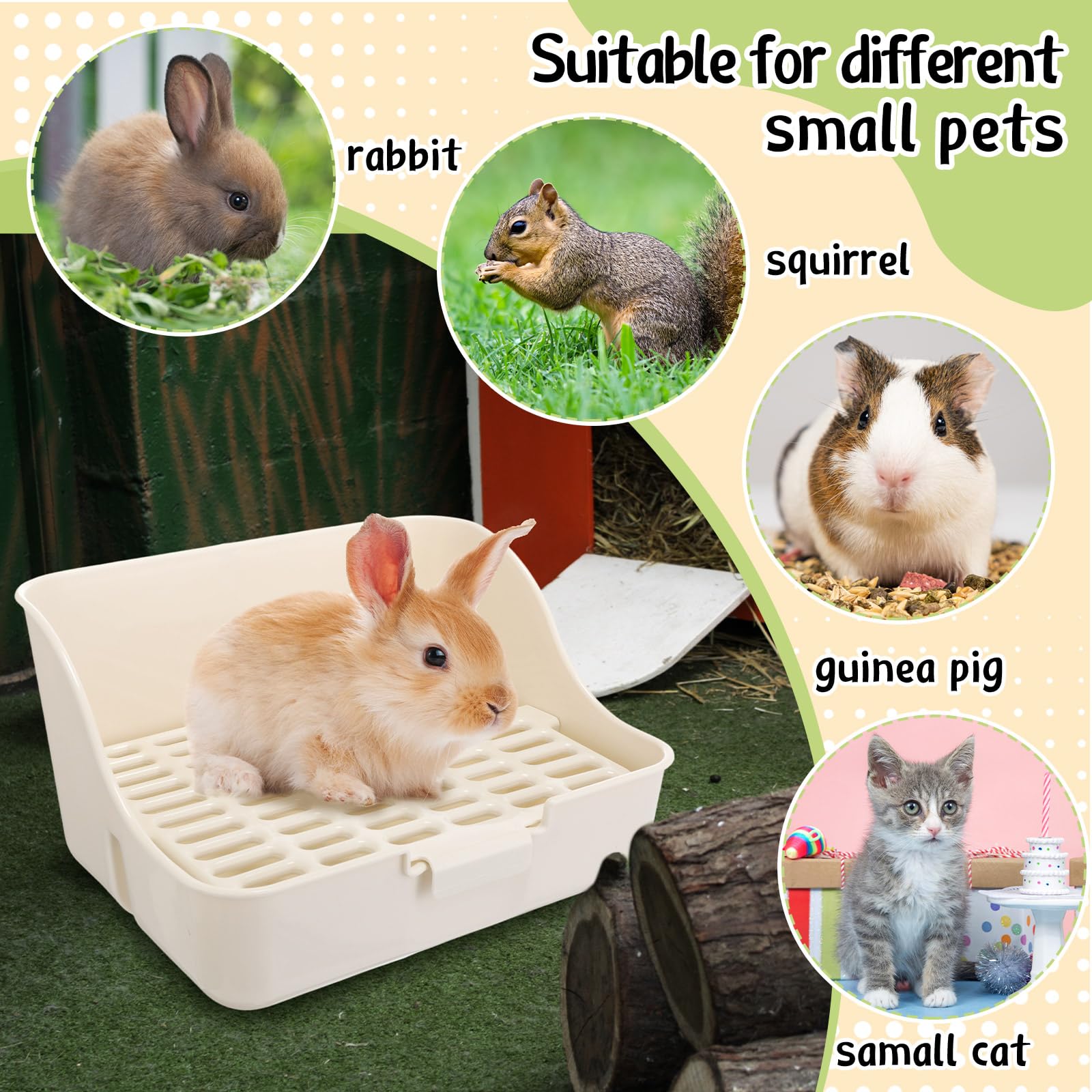 Reallnaive 15 Pcs Rabbit Starter Kit Small Litter Box Animal Grooming Kit Bunny Toys Bowl Blankets With Cleaning Set For Guinea