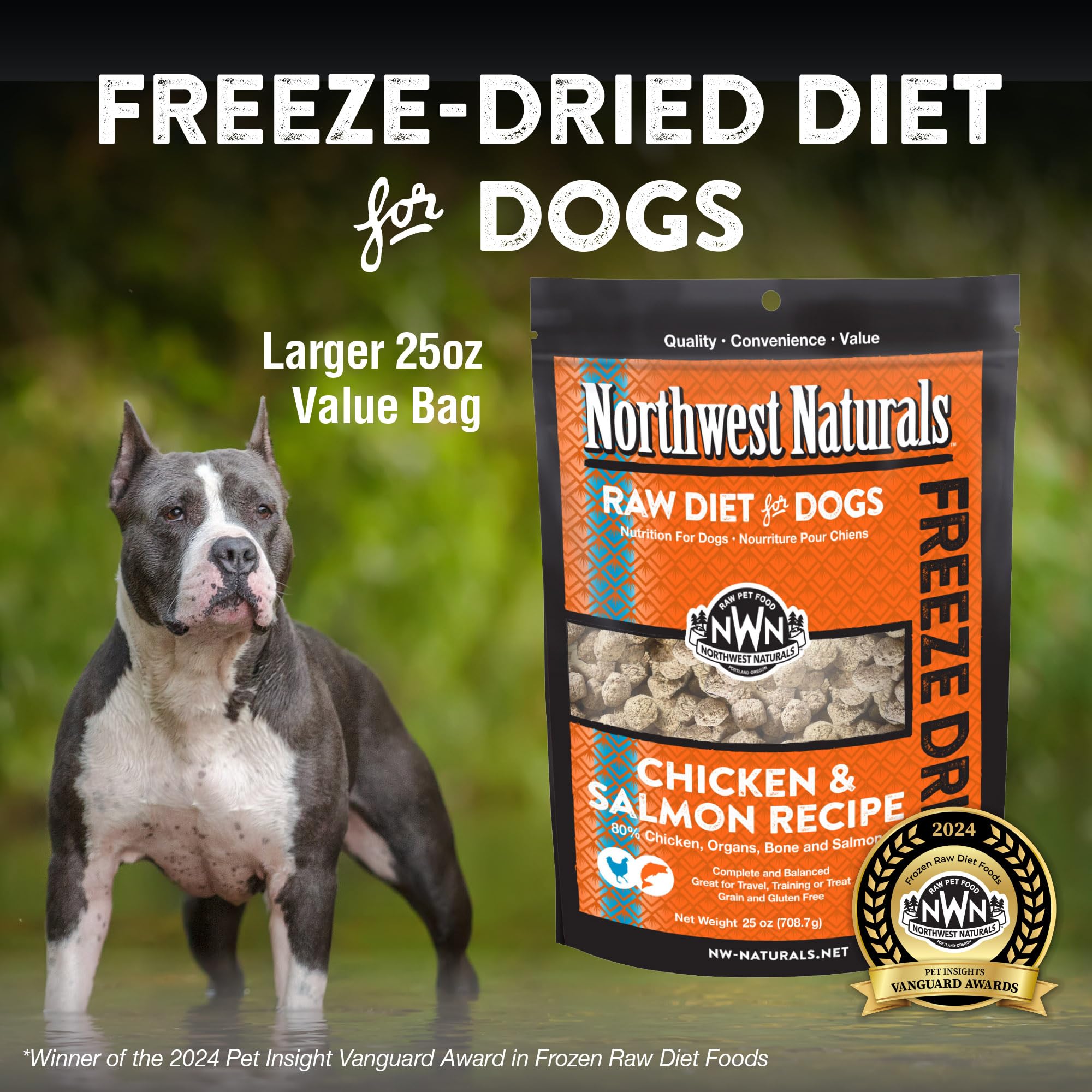 Northwest Naturals Freeze-Dried Chicken & Salmon Dog Food - Bite-Sized Nuggets - Grain-Free, High-Protein, Raw Diet, Human-Grade