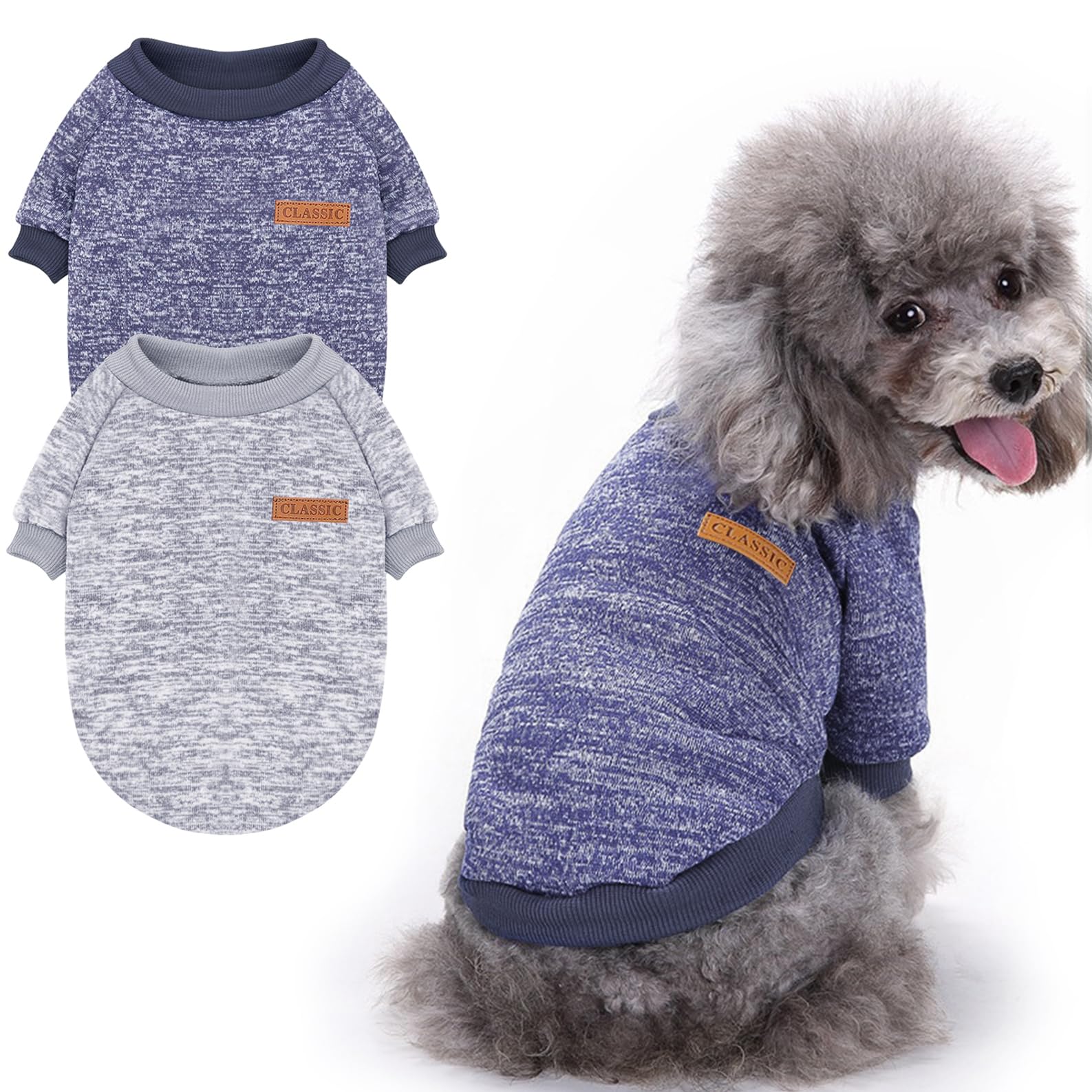 2 Pieces Pet Dog Classic Knitwear Sweater, Fleece Coat For Small,Medium Dogs,Warm Pet Dog Cat Clothes,Soft Puppy Customes For Ch