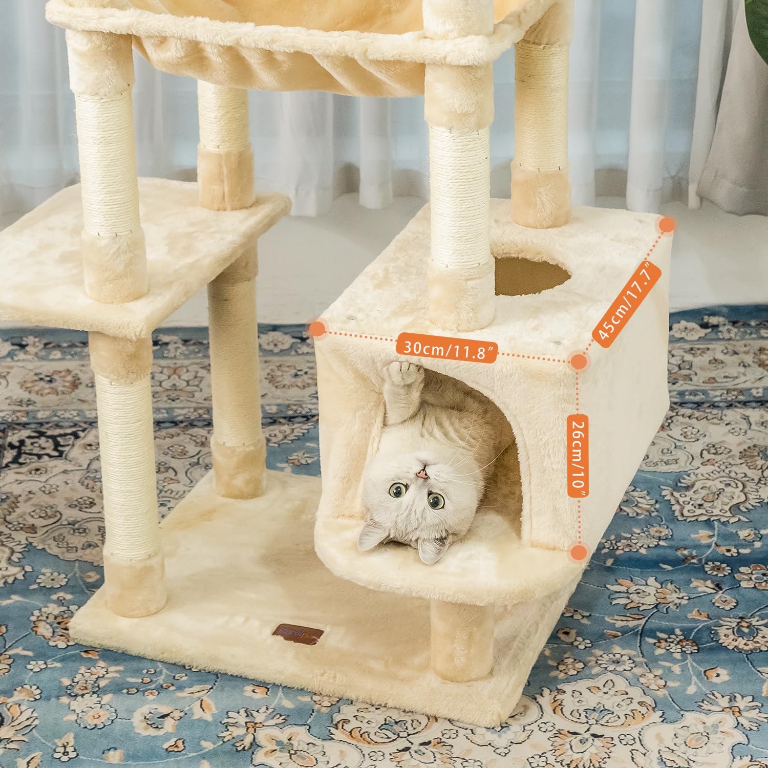 Karolpar 73 Inches Large Cat Tree For Indoor Cats, Tall Cat Tower With Sisal Scratching Posts And Pads, Padded Plush Perch, Cozy