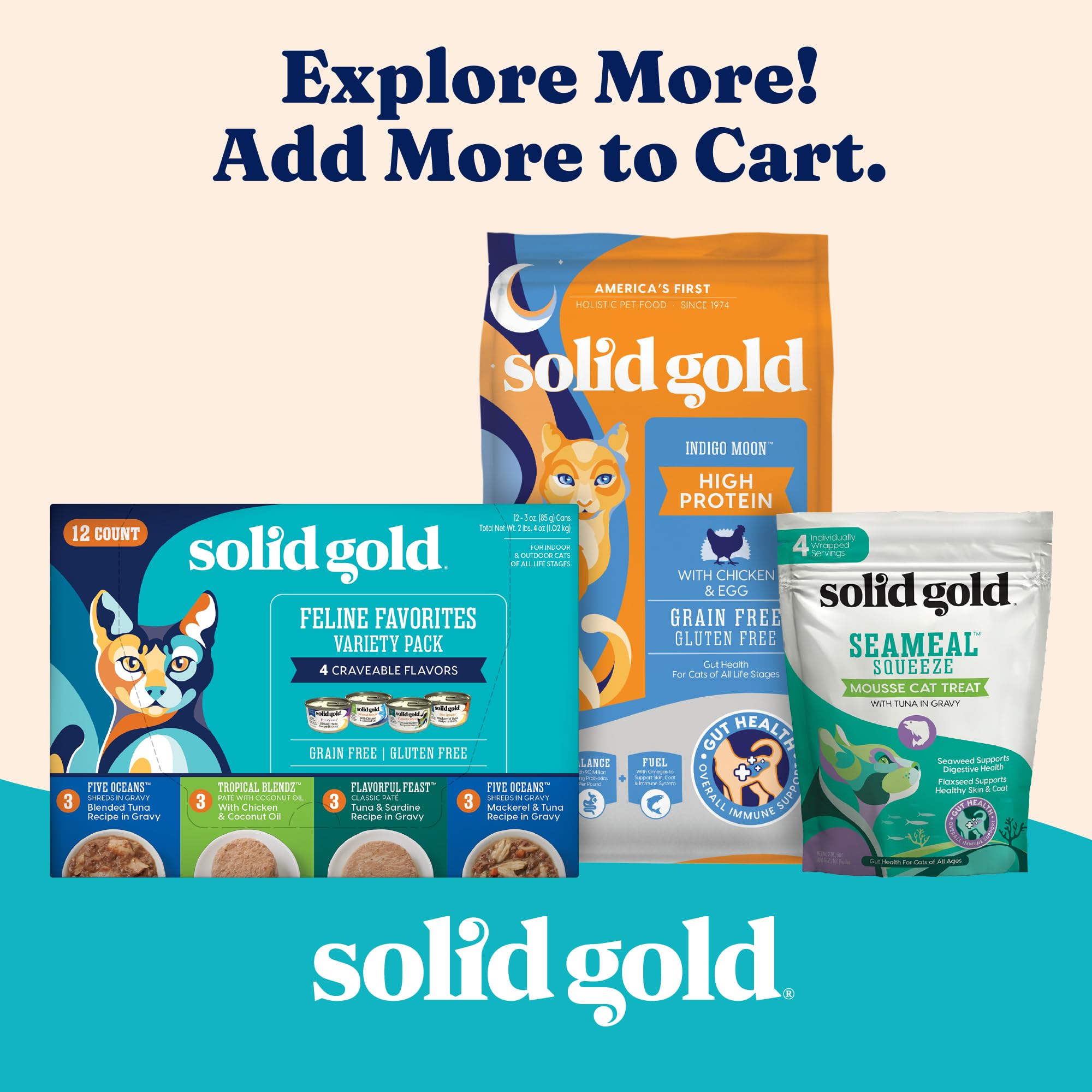 Solid Gold NutrientBoost Meal Topper for Cats - High Protein Crunchy Cat Treats Rich in Vitamins Minerals and Amino Acids - 1 Po