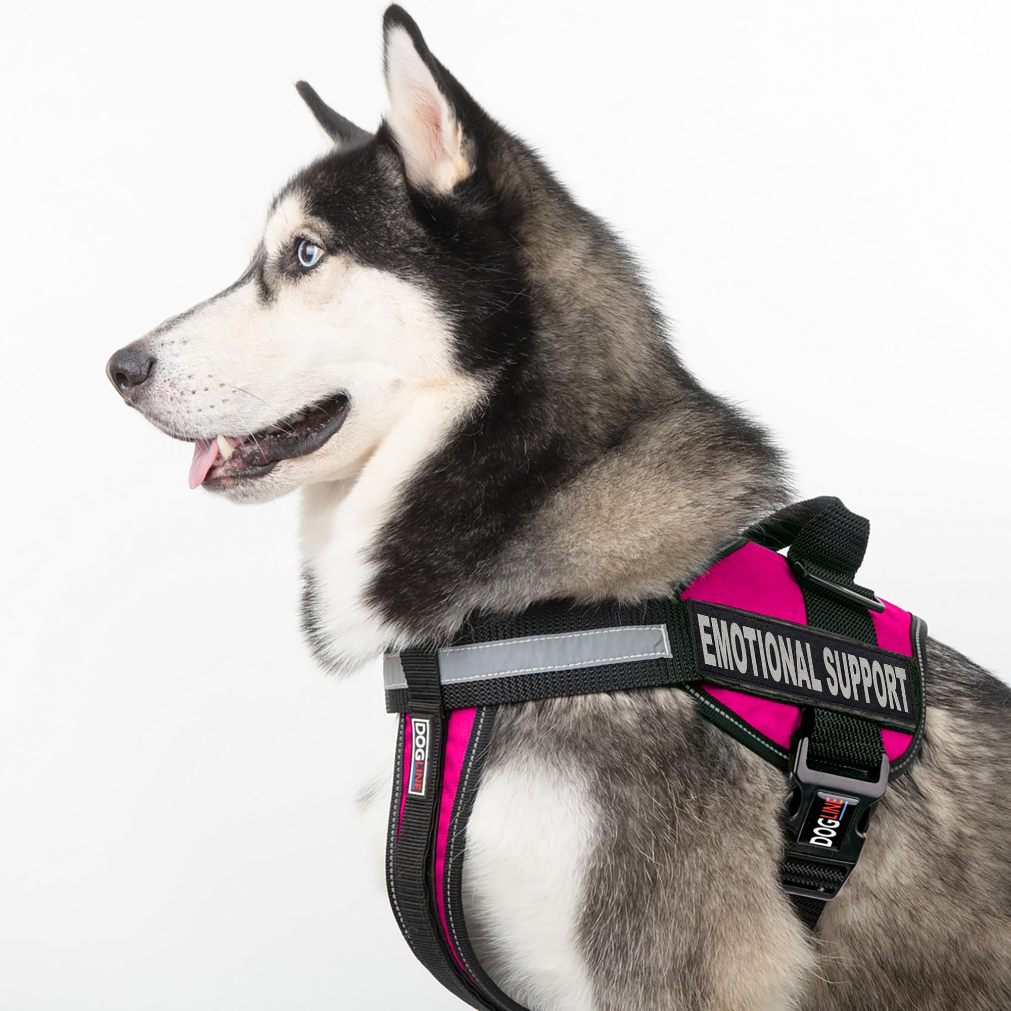 Dogline Vest Harness for Dogs and 2 Removable Emotional Support Patches, X-Large/36 to 46, Pink