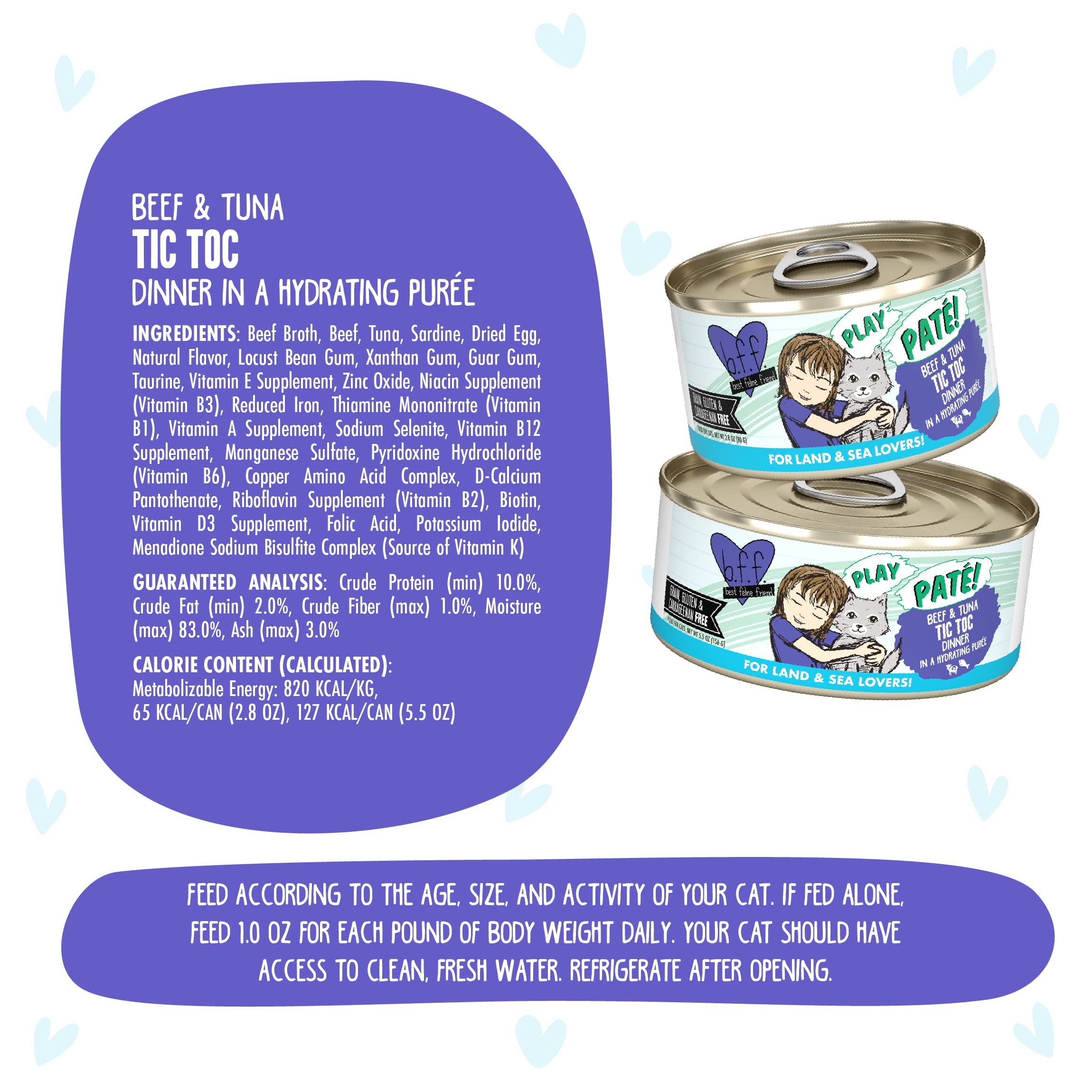 Weruva B.F.F. Play - Best Feline Friend Pat   Lovers, Aw Yeah!, Beef & Tuna Tic TOC with Beef & Tuna, 5.5oz Can (Pack of 8)