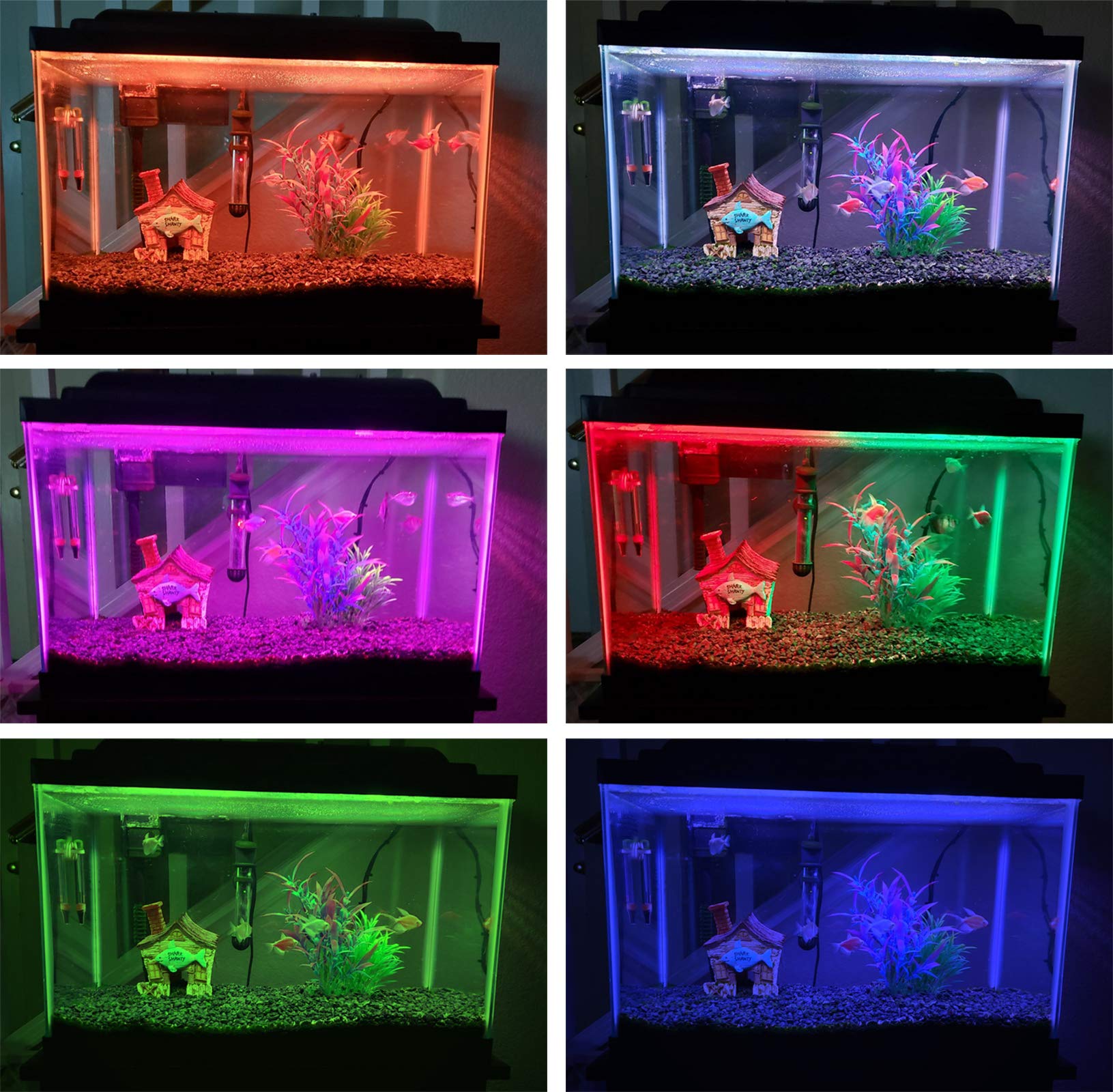S SMIFUL LED Aquarium Lights, RGB Fish Tank Lights, Underwater IP68 Waterproof Submersible Remote Control Tank Lights Color Chan