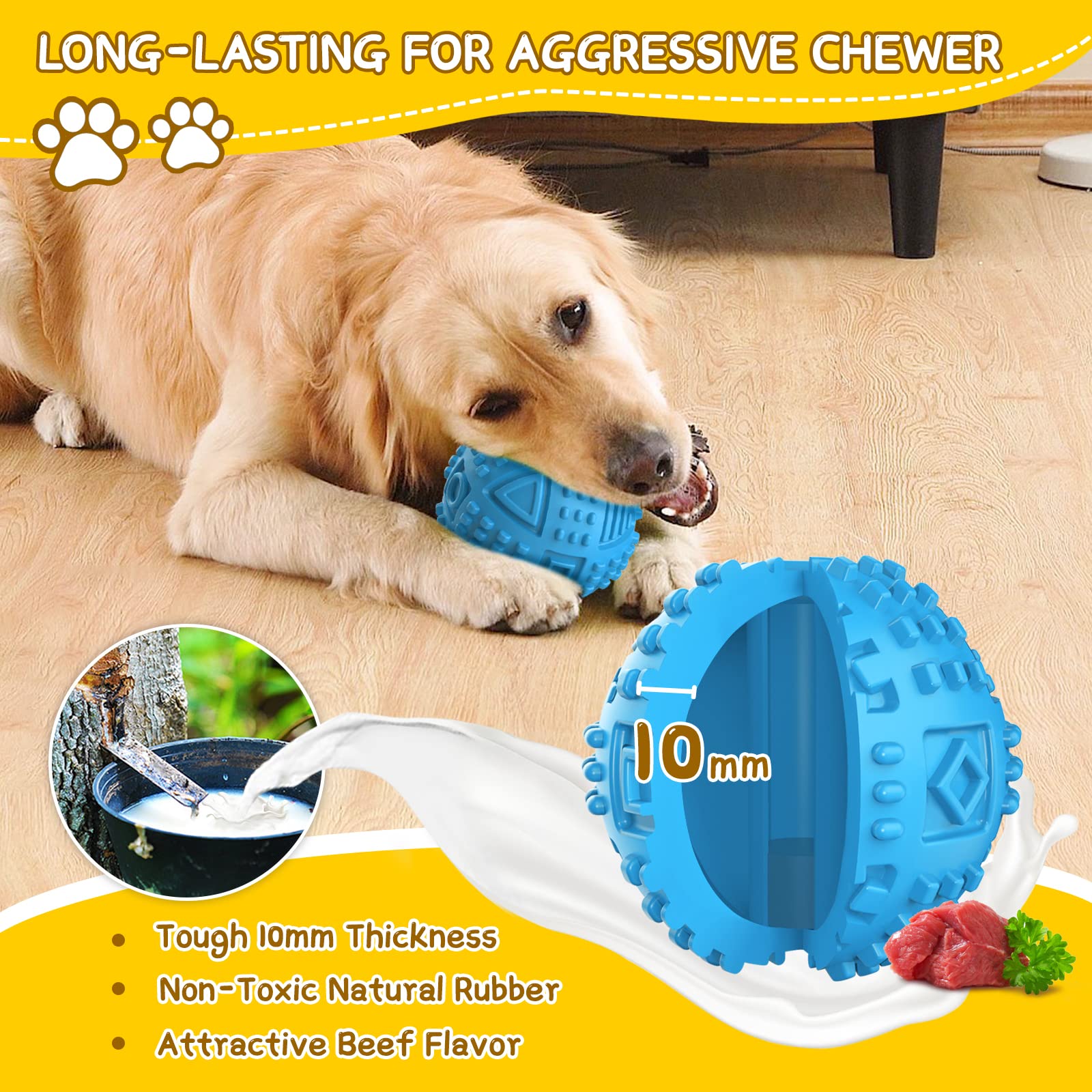 Legend Sandy Dog Balls Treat Dispensing Dog Toys For Aggressive Chewers Large Breed, Nearly Indestructible Squeaky Puppy Chew To