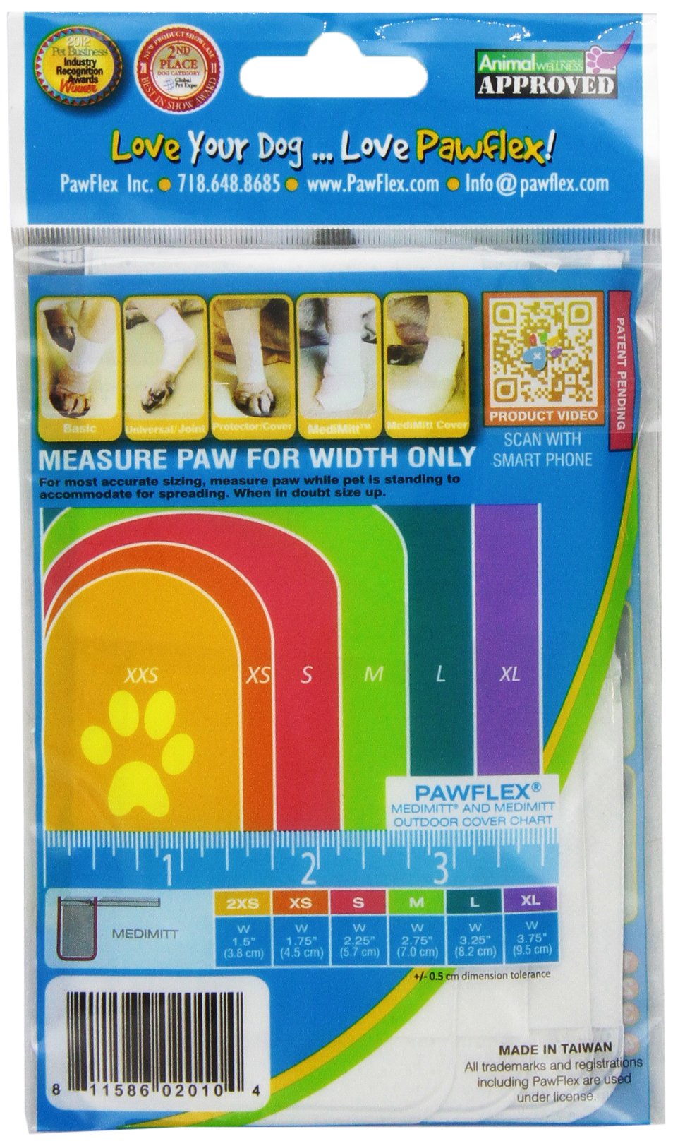PawFlex Medimitt Bandages for Pets, Medium, Pack of 4, White, Model ROM004
