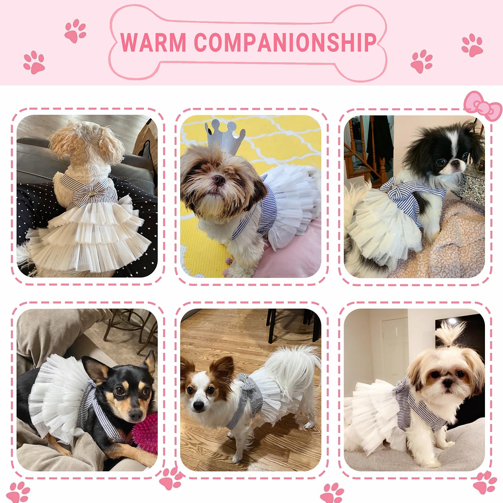 Dog Dresses, Fashion Pet Dog Clothes, Striped Mesh Puppy Dogs Princess Dresses (Blue, Small)