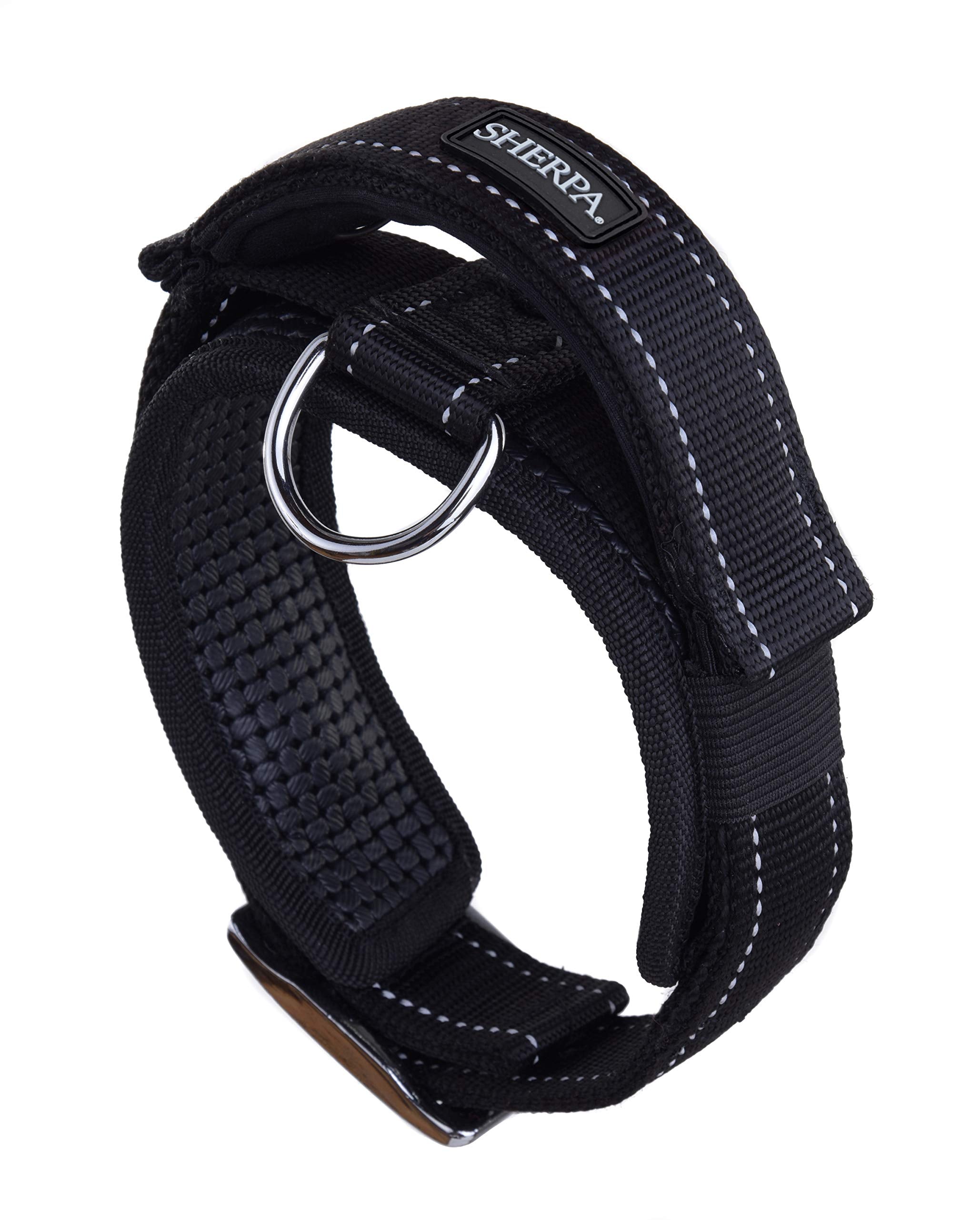 Sherpa Dog Collar, Built-In Quick Grab Handle, Padded - Black, Extra Large