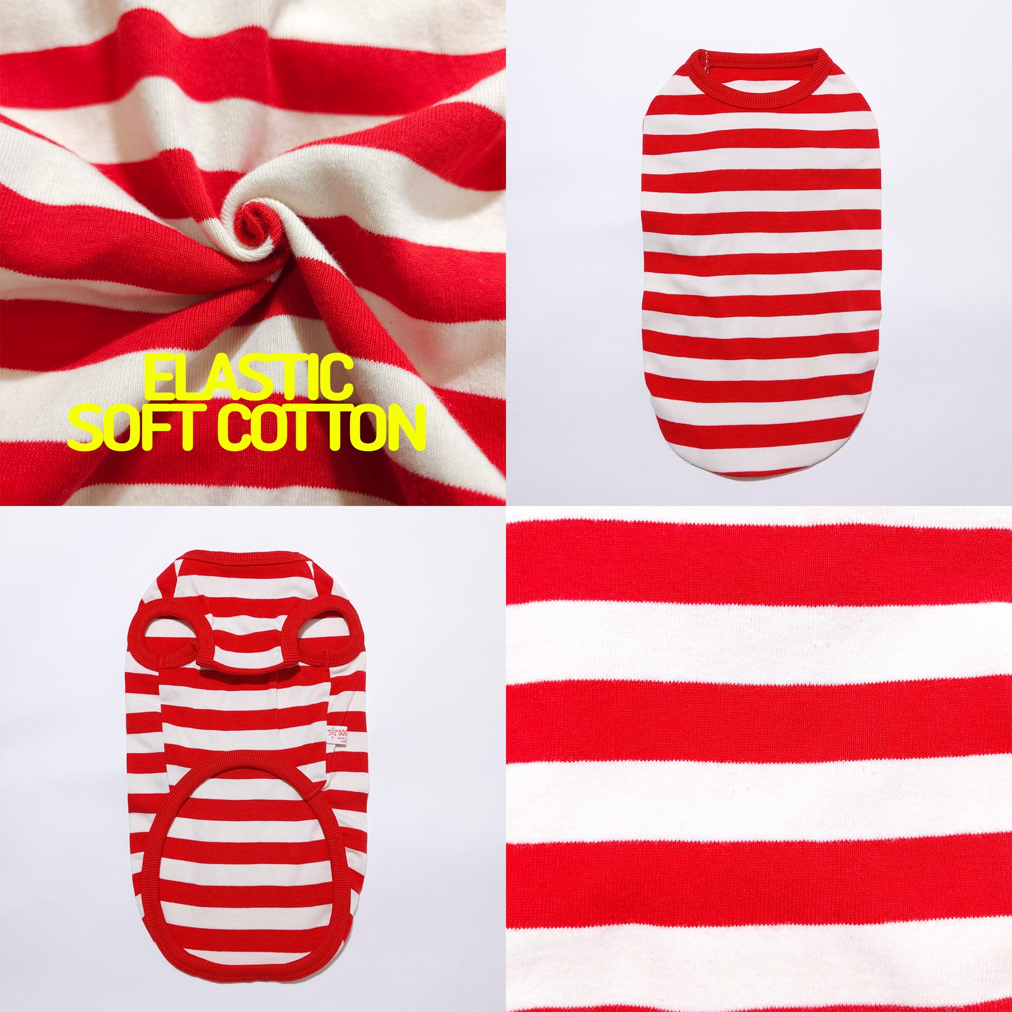 D Doggy Star Dachshund Clothes For Dogs Mini And Adults T Shirts (M,Stripe Red/Ivory)