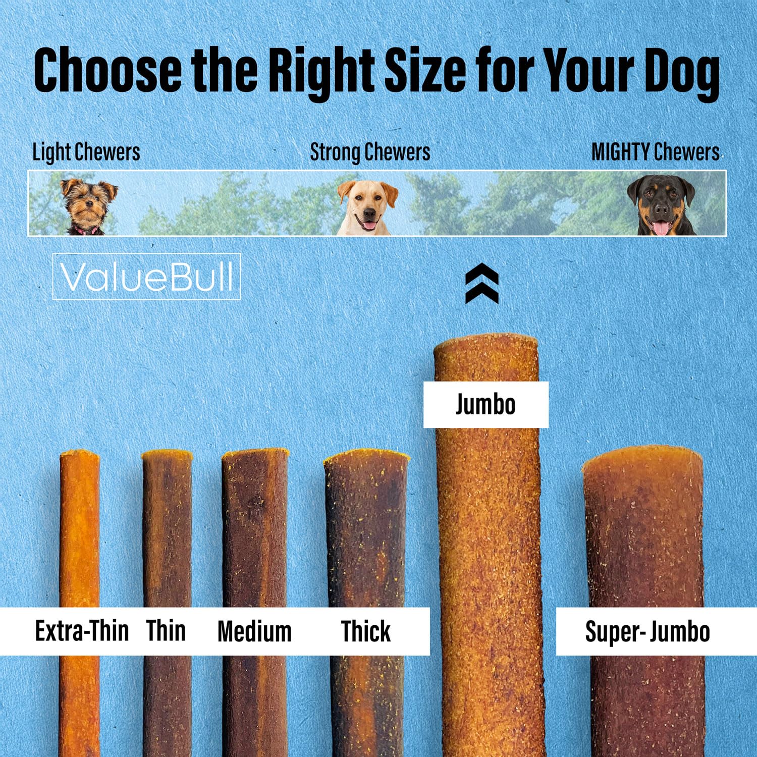 ValueBull Buffalo Collagen Sticks for Dogs, 6 Inch Jumbo Chews, Natural Long-Lasting Dog Treats, 100 Count Bulk Pack - Supports