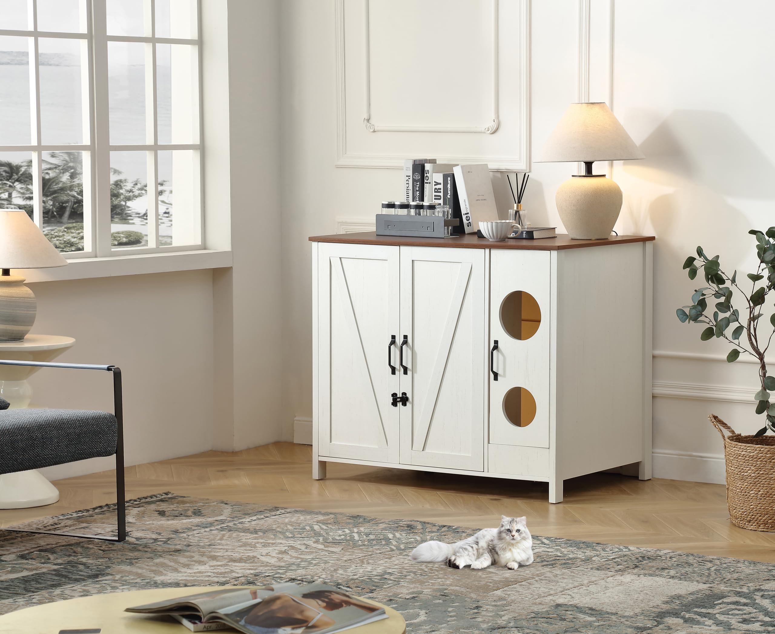 Cat Litter Robot Enclosure, Automatic Litter Box Enclosure For Litter Robot 3/4,Cat-Exclusive Entrace For Dog Proof And Fun,Powe