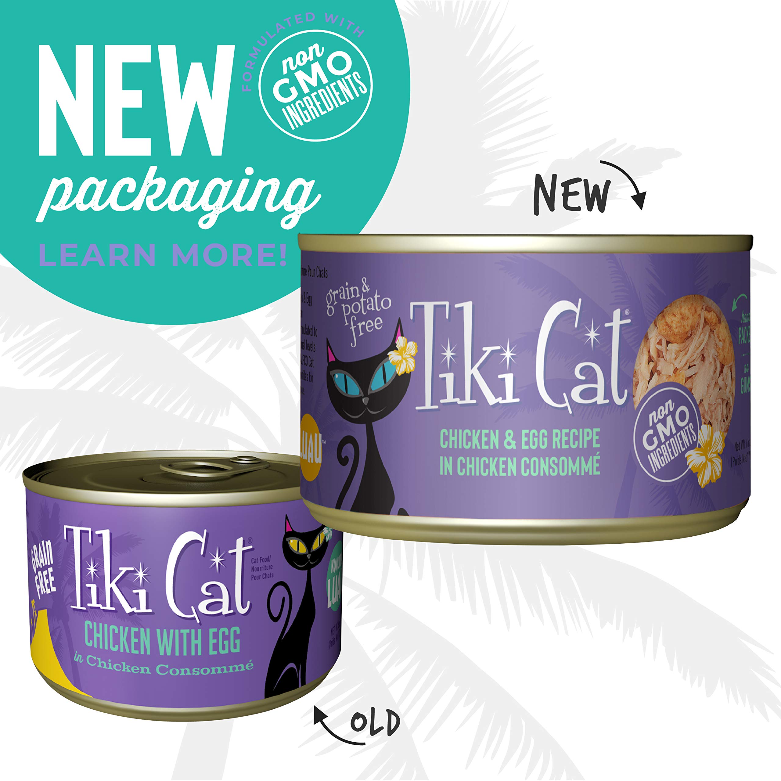 Tiki Cat Luau Shredded Meat, Chicken and Egg Recipe in Chicken Broth, Grain-Free Balanced Nutrition Wet Canned Cat Food, for All