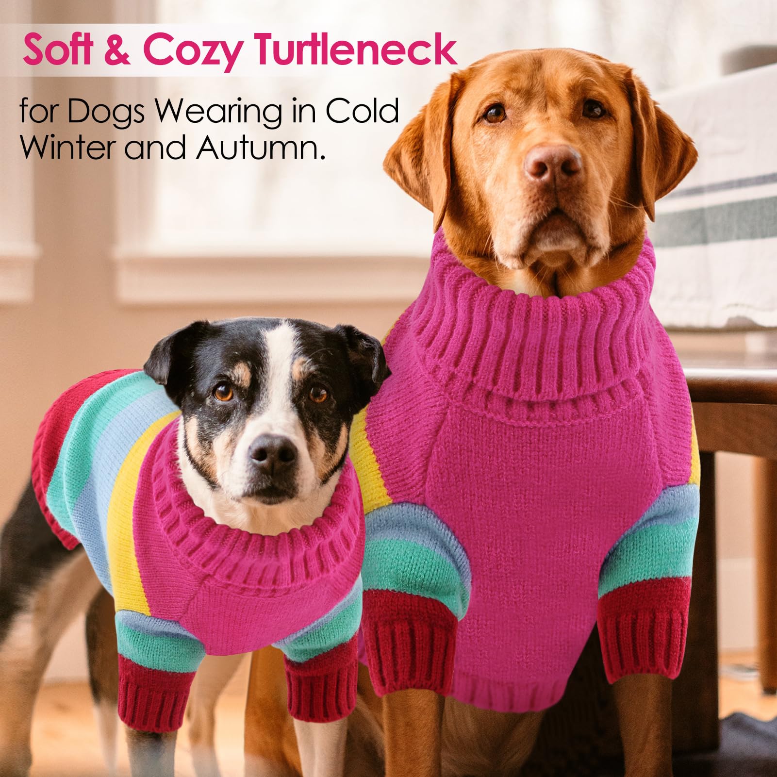 AOFITEE Small Dog Sweater - Warm Pink XS Stretchy Turtleneck for Girls Boys & Teacup Dogs
