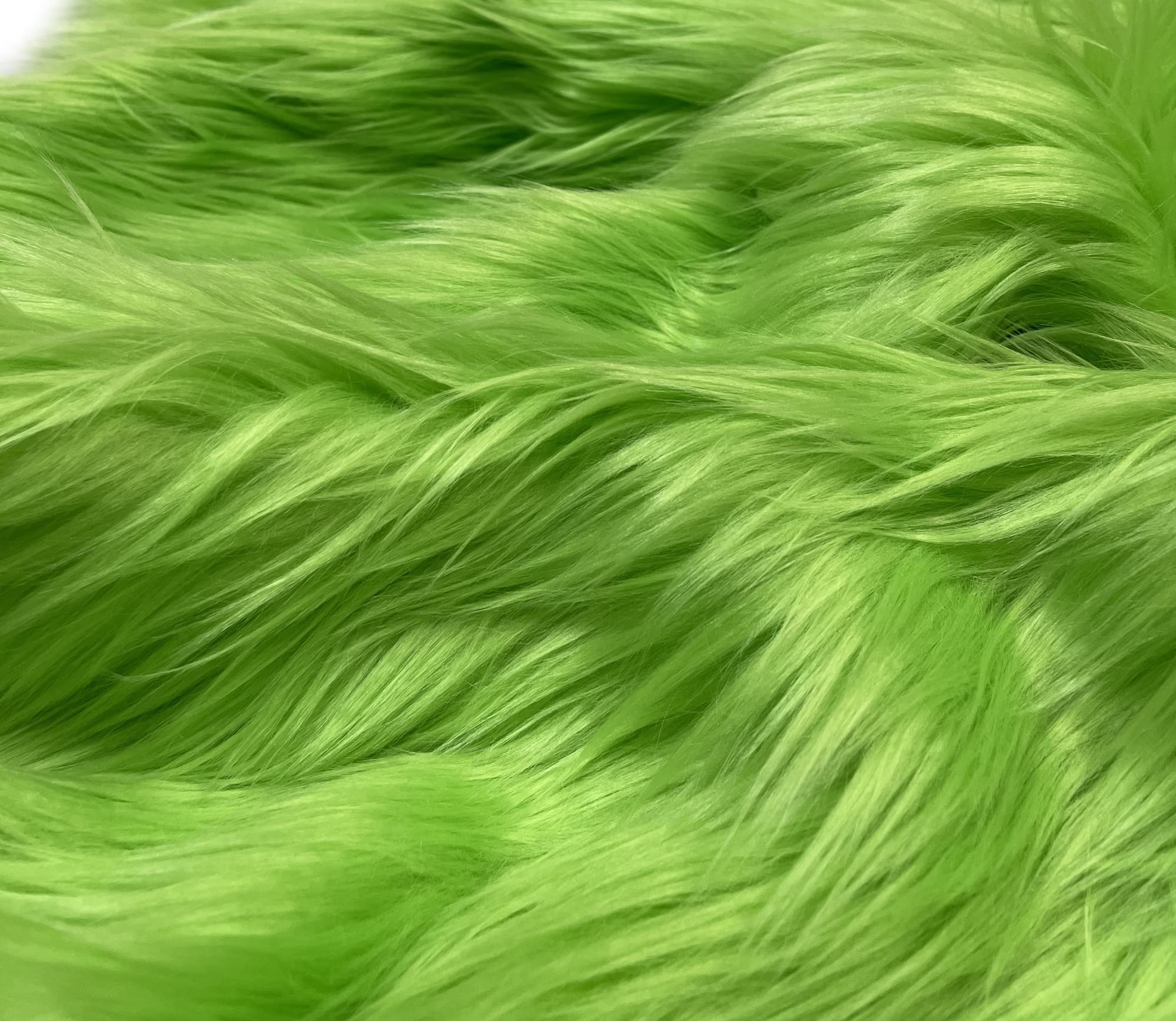 Eovea - Shaggy Faux Fur Fabric - One Yard - 60 X 18 Inches - Lime Green - Diy Craft Supply, Hobby, Costume, Decoration,Coat,Vest