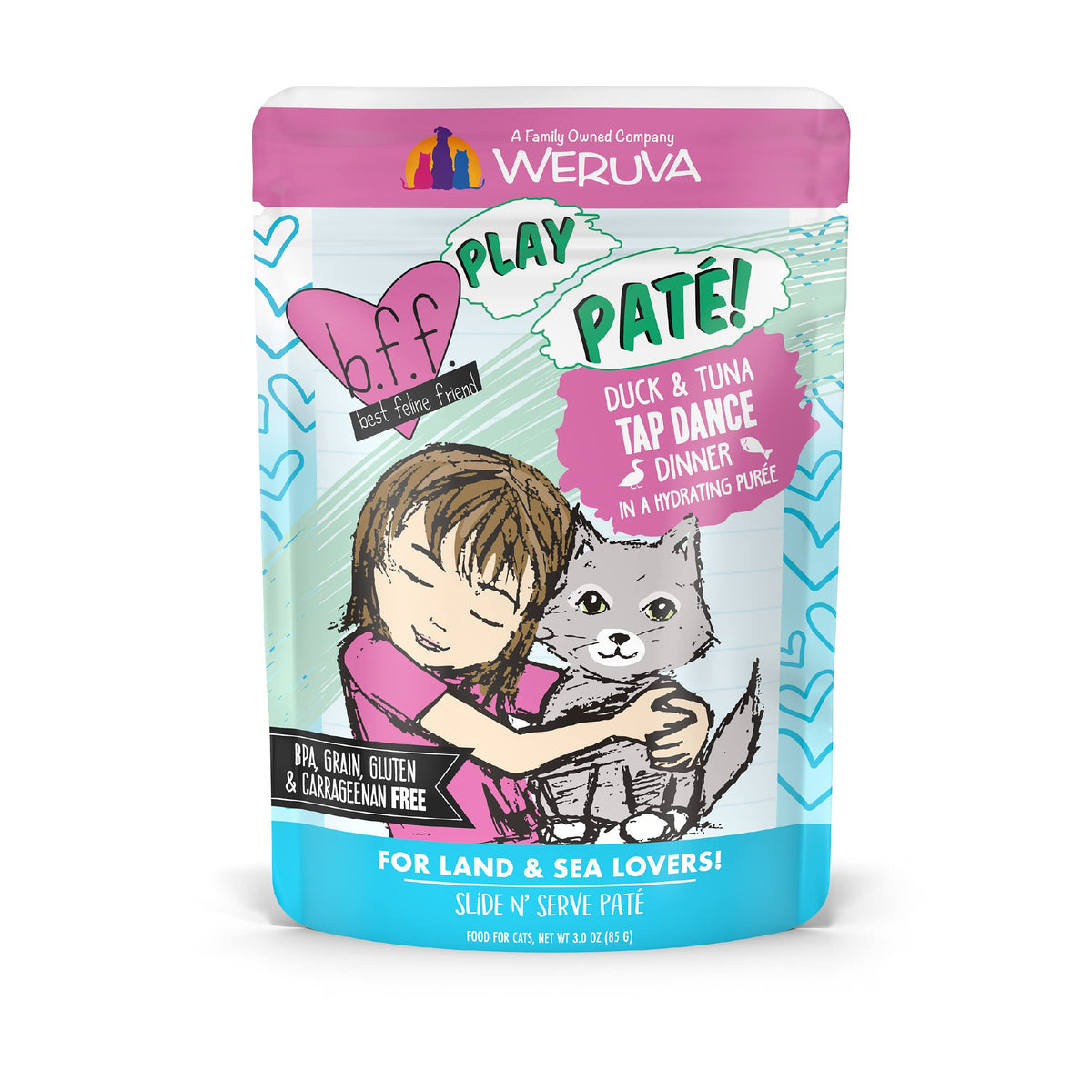 B.F.F. Play - Best Feline Friend Paté Lovers, Aw Yeah!, Duck & Tuna Tap Dance With Duck & Tuna, 3Oz Pouch (Pack Of 12)