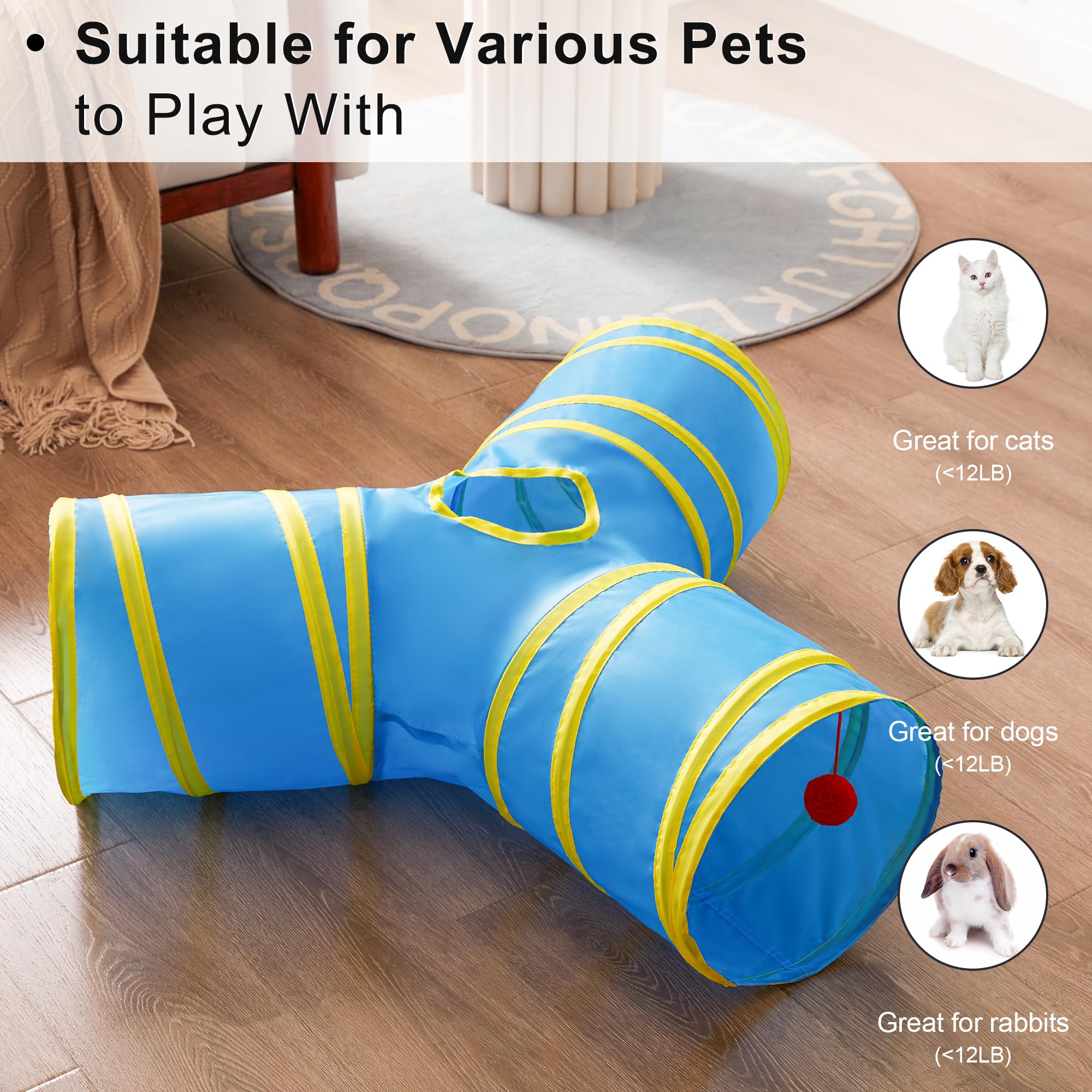 Love'S Cabin Cat Tunnel Tube Toys 3 Way Collapsible, Cat Tunnels For Indoor Cats,Kitten Tunnel Bored Pet Play Tunnel With Peek H