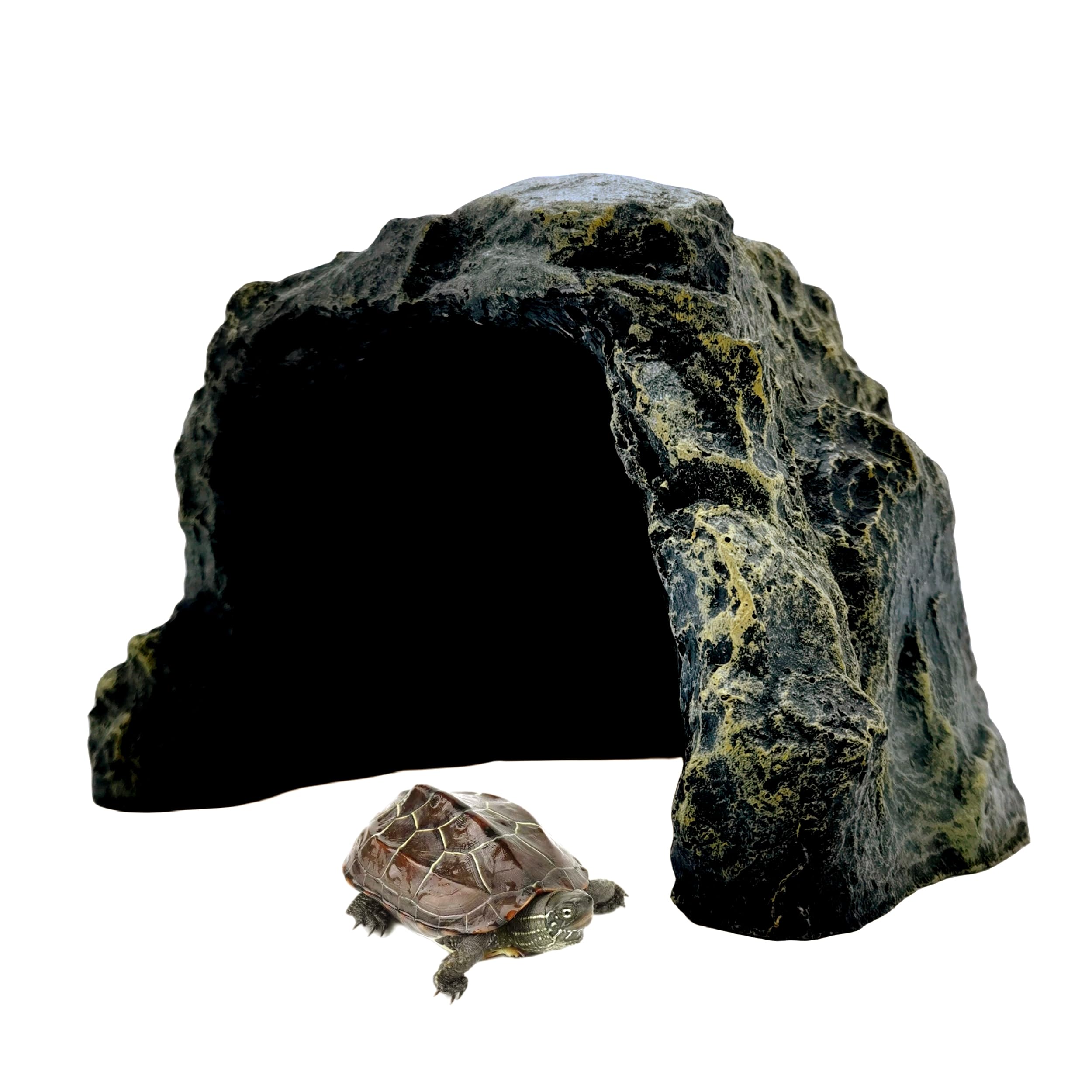M2cbridge Reptile Hideout Cave Resin Rock Hides Terrarium Habitat Decor Lizard,Turtles,Geckos,Frogs,Fishes (Rock)