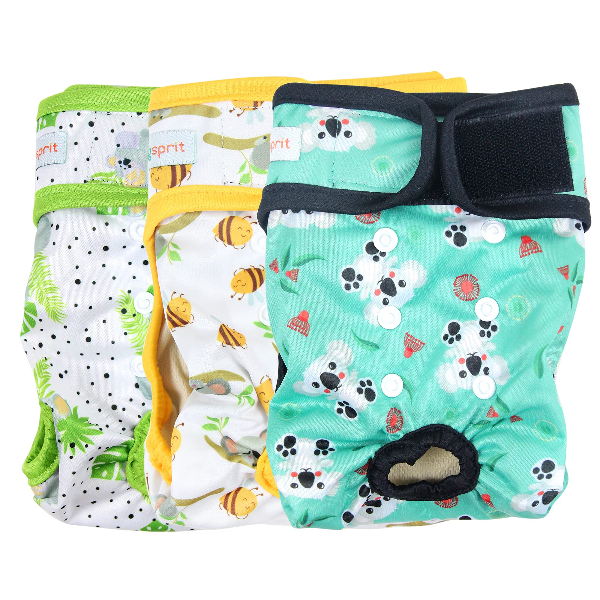 Langsprit Washable Female Dog Diapers (3 Pack) - No Leak Reusable Diapers for Doggy Female in Period - Highly Absorbent Dog Heat