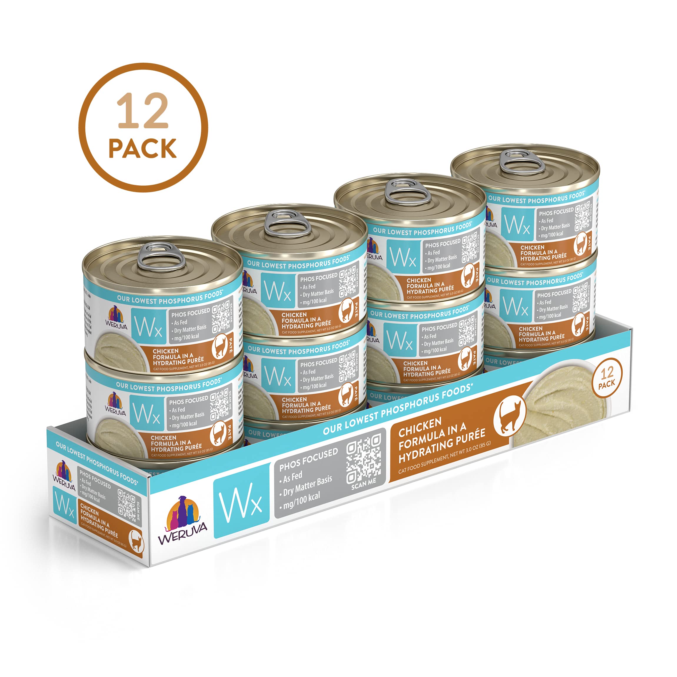 Weruva Wx Phos Focused, Chicken Formula in a Hydrating pur  e, 3oz Can (Pack of 12)
