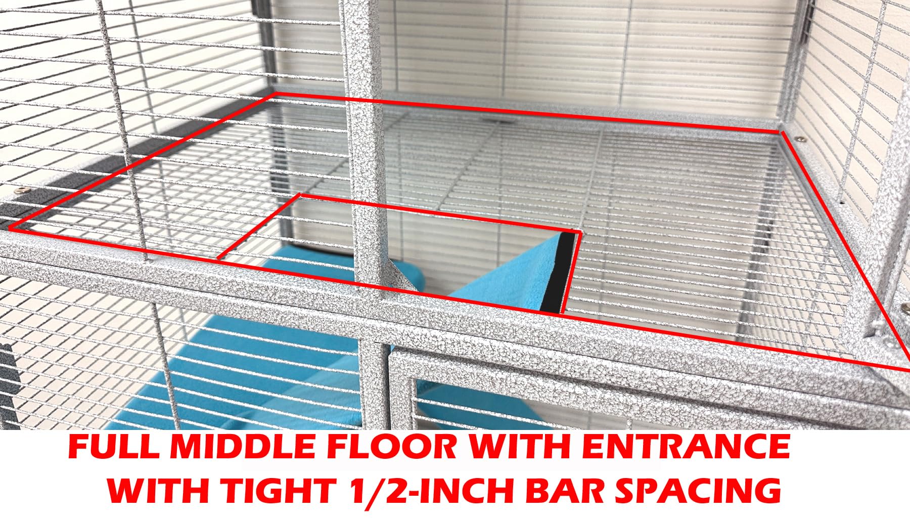 X-Large 31''X18.5''X53.5''H Deluxe Double Unit 4-Tiers Tight 1/2-Inch Bar Spacing Double Large Front Doors Feisty Ferret Squirre