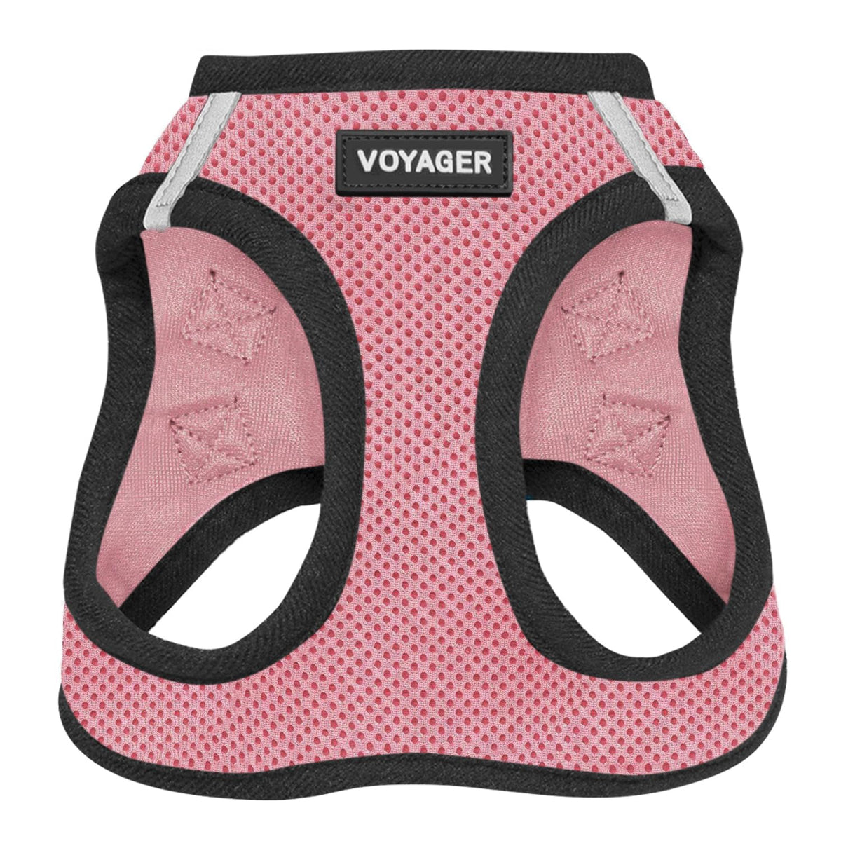 Voyager Step-In Air Dog Harness - All Weather Mesh, Reflective, No Pull Harness For Small, Medium Dogs, Cats - Secure With Hook & Loop Fastener, Buckle, Double D-Rings - Pink/Black Trim, Xl