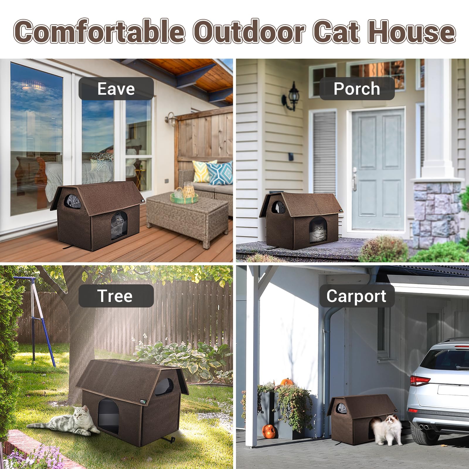 MIU Color Outdoor Cat House, Extra Large Weatherproof Cat Houses for Outdoor Cats, Insulated Feral Cat Shelter, Big Cat Bed, 20.