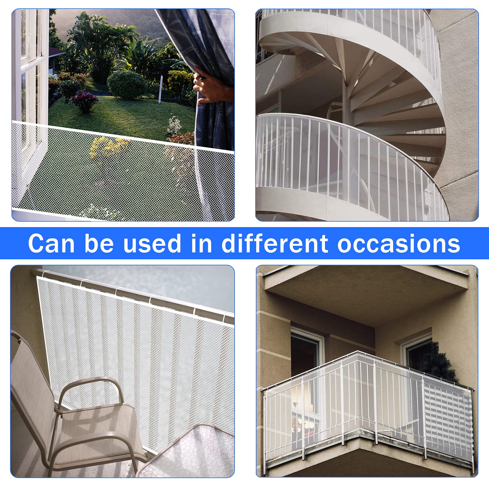 Stairway Net - Baby Safety Rail - Balcony Railing Guard -10Ft L X 2.64Ft H Banister Proofing Stair For Child, Small Pet,Toy- Indoor & Outdoor(White) 2