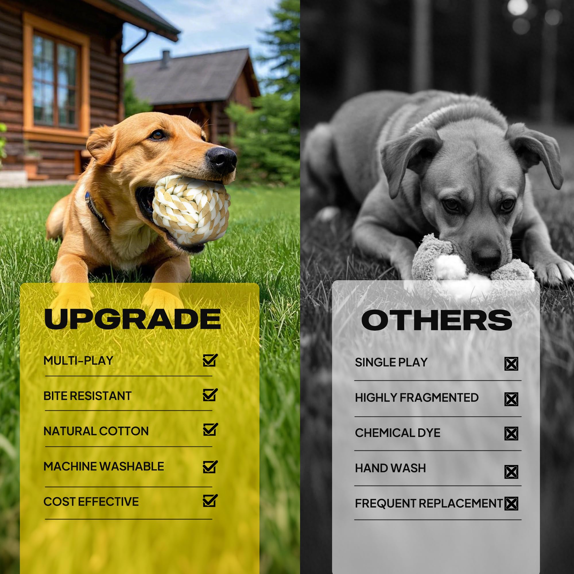 Fida Heavy Duty Dog Rope Toys For Aggressive Chewers 4Pcs Pack - Natural Cotton Dog Chew Toys For Large Dogs, Tug-Of-War & Fetch