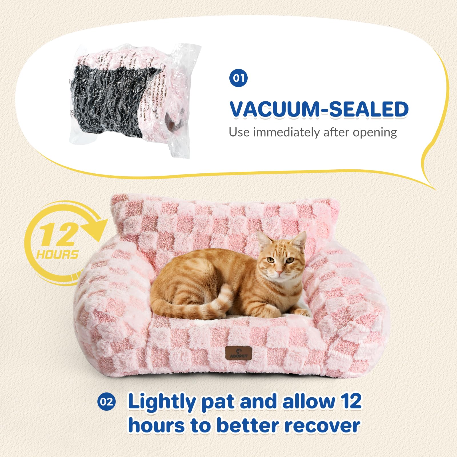 ABCPET Cat Bed Cat Couch for Puppy and Kitten, Fluffy Pet Sofas Medium Dog Sofa Bed, Supportive Cats Sofa for Indoor Cats, Washa
