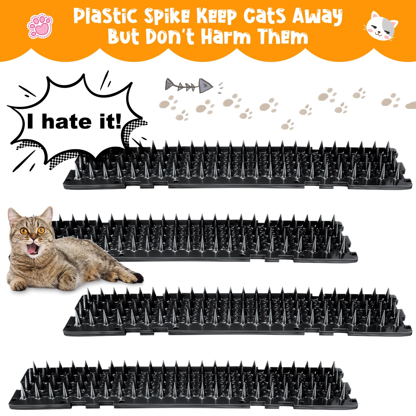 Nuanchu 12 Pieces Cat Deterrent Mat Cat Repellent Mat with Spikes Keep Dogs Off Counter Anti Pet for Outdoor Indoor Plants Garde