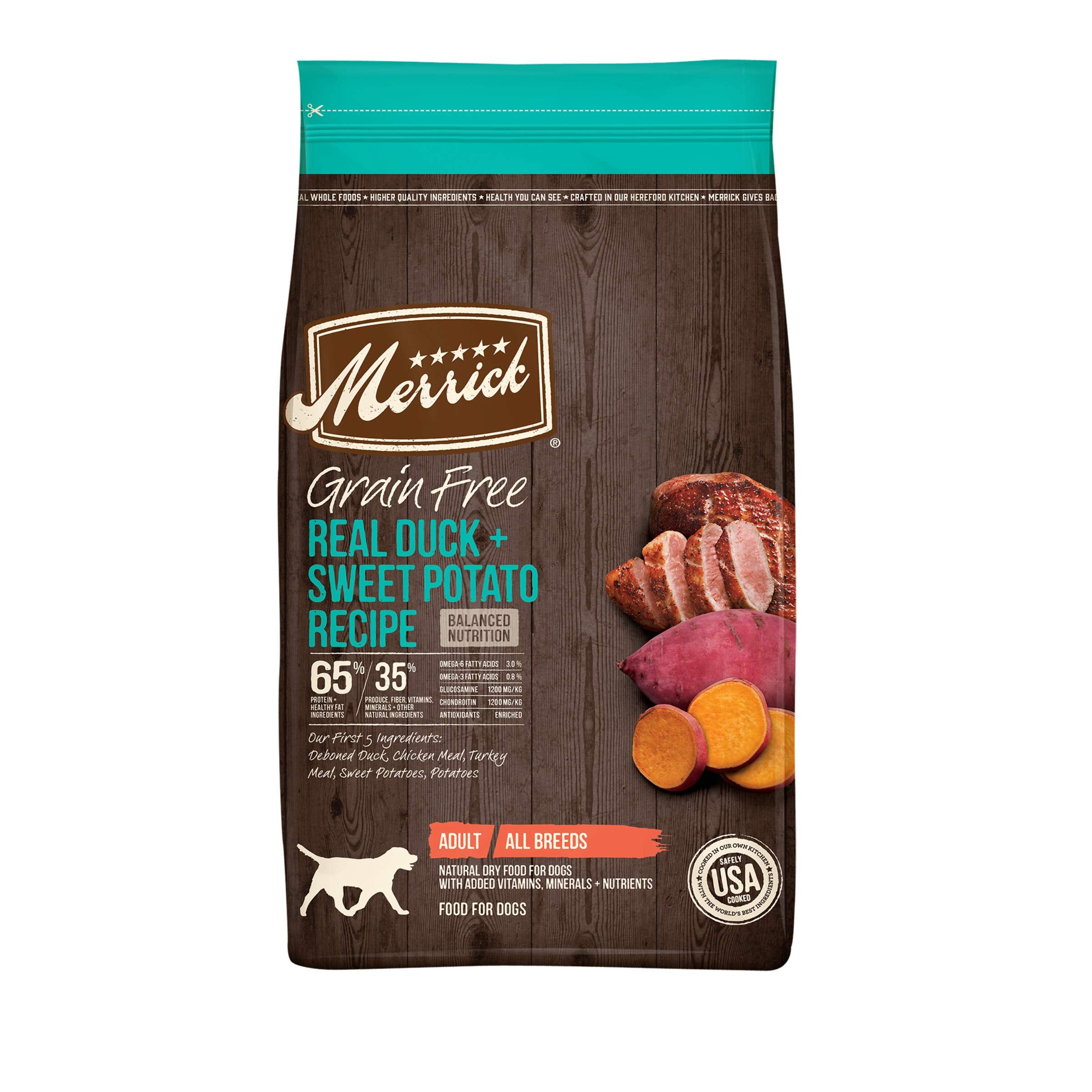 Merrick Premium Grain Free Dry Adult Dog Food, Wholesome and Natural Kibble with Real Duck and Sweet Potato - 22.0 lb. Bag